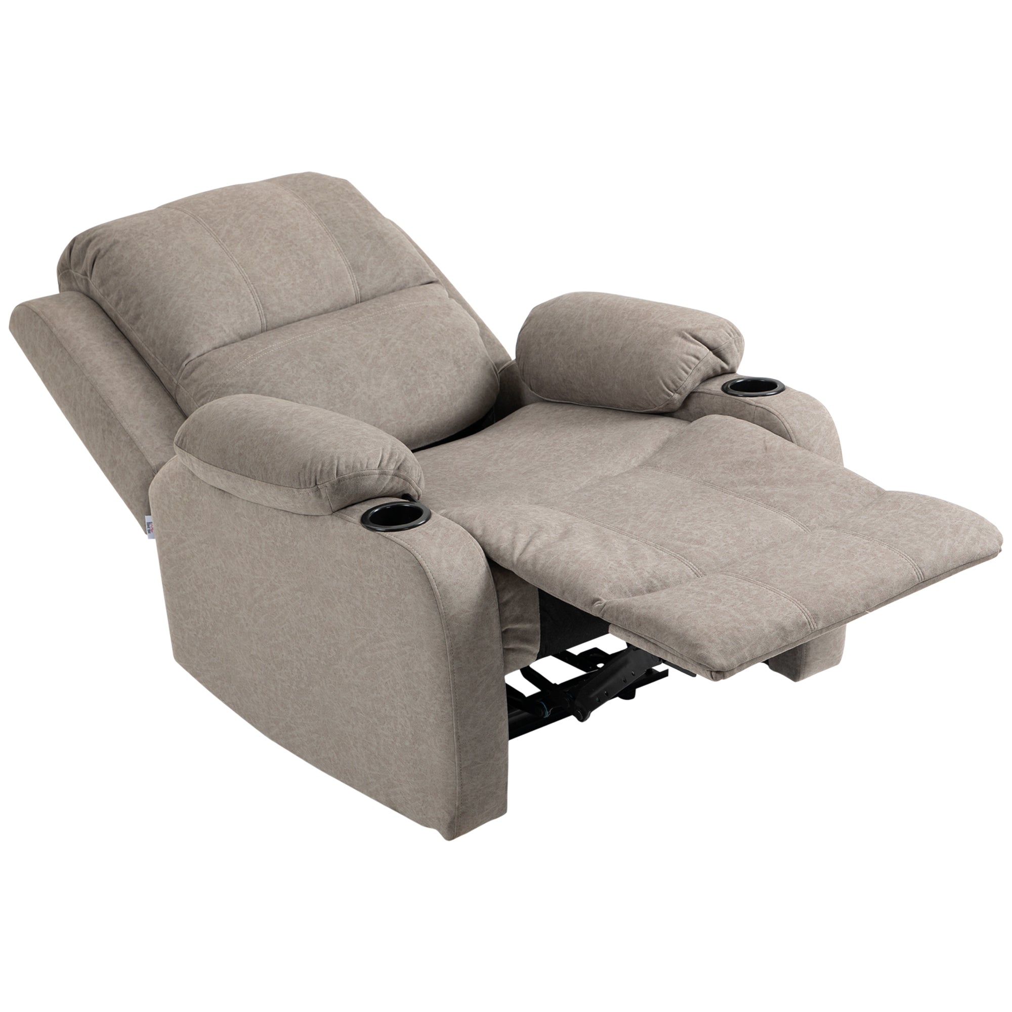 HOMCOM Recliner Chair, Microfibre Reclining Chair with Adjustable Leg Rest, Cup Holders, Recliner Armchair for Home Living Room, Brown