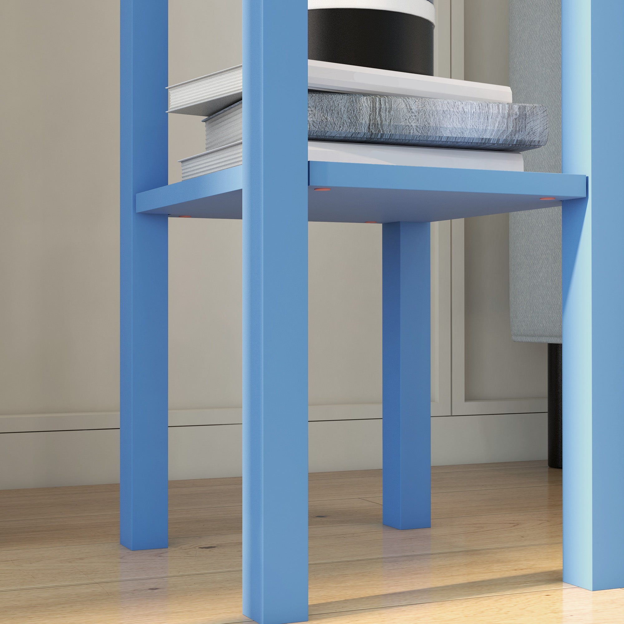 2 Tier Side Table with Drawer and Shelf End Table for Living Room and Hallway Light Blue