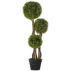 35.5" Artificial Ball Boxwood Topiary Tree Fake Plant in Pot, Light Green - HOMCOM