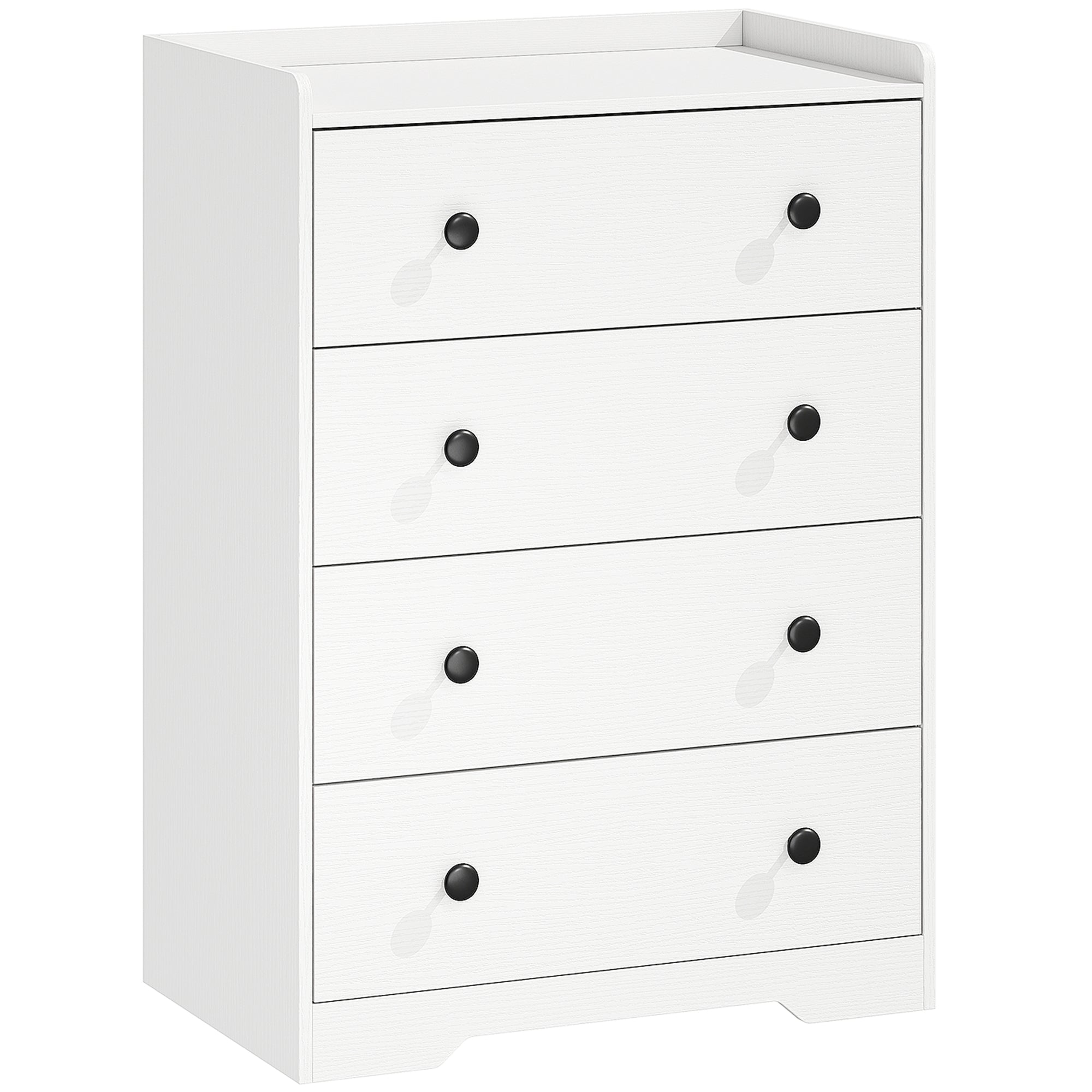 4 Drawer Chest of Drawers, Modern Dresser for Bedroom, Storage Cabinet for Living Room Entryway, White Wood Effect