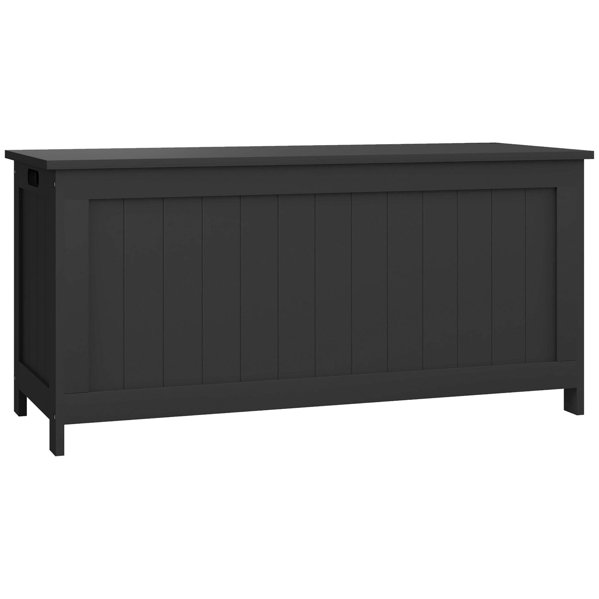 HOMCOM Storage Chest, Modern Storage Trunk with 2 Safety Hinges and Cut-out Handles, Storage Bench for Living Room, Shoe Bench for Entryway, 39.4" x 15.7" x 18.9", Black