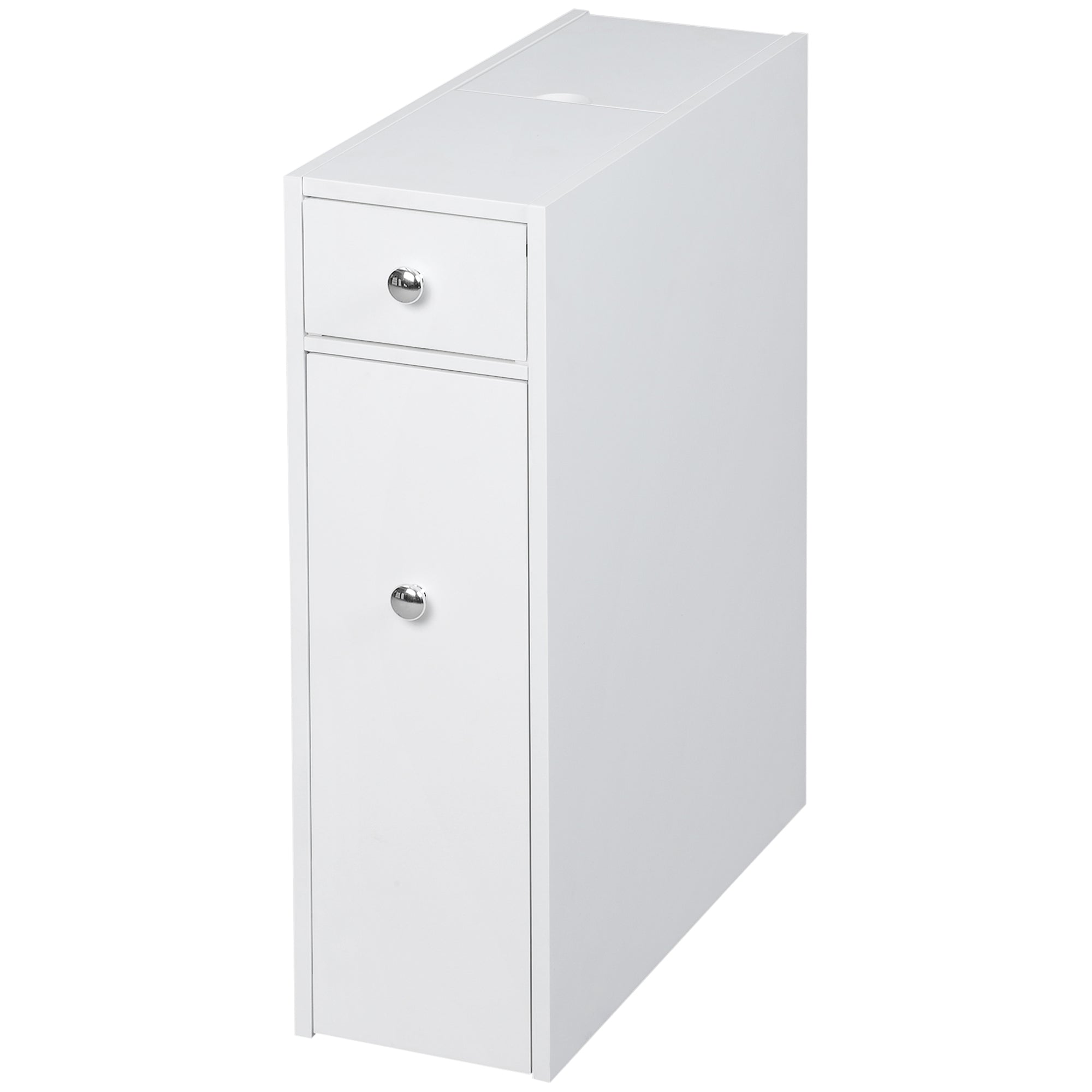 HOMCOM Small Bathroom Storage Cabinet, Space Saving Toilet Paper Cabinet, Narrow Bathroom Cabinet with Drawers and Hidden Storage, White