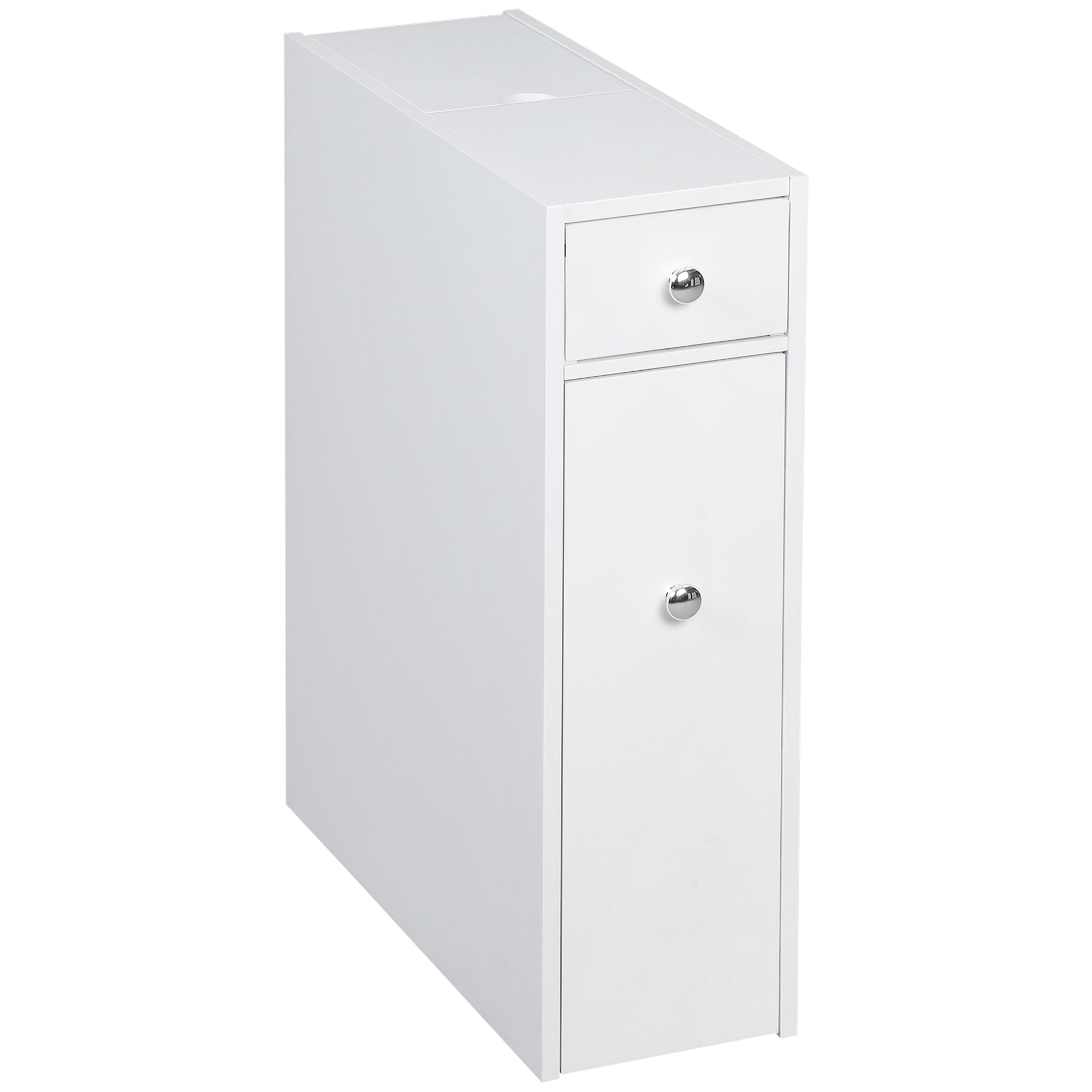 HOMCOM Small Bathroom Storage Cabinet, Space Saving Toilet Paper Cabinet, Narrow Bathroom Cabinet with Drawers and Hidden Storage, White