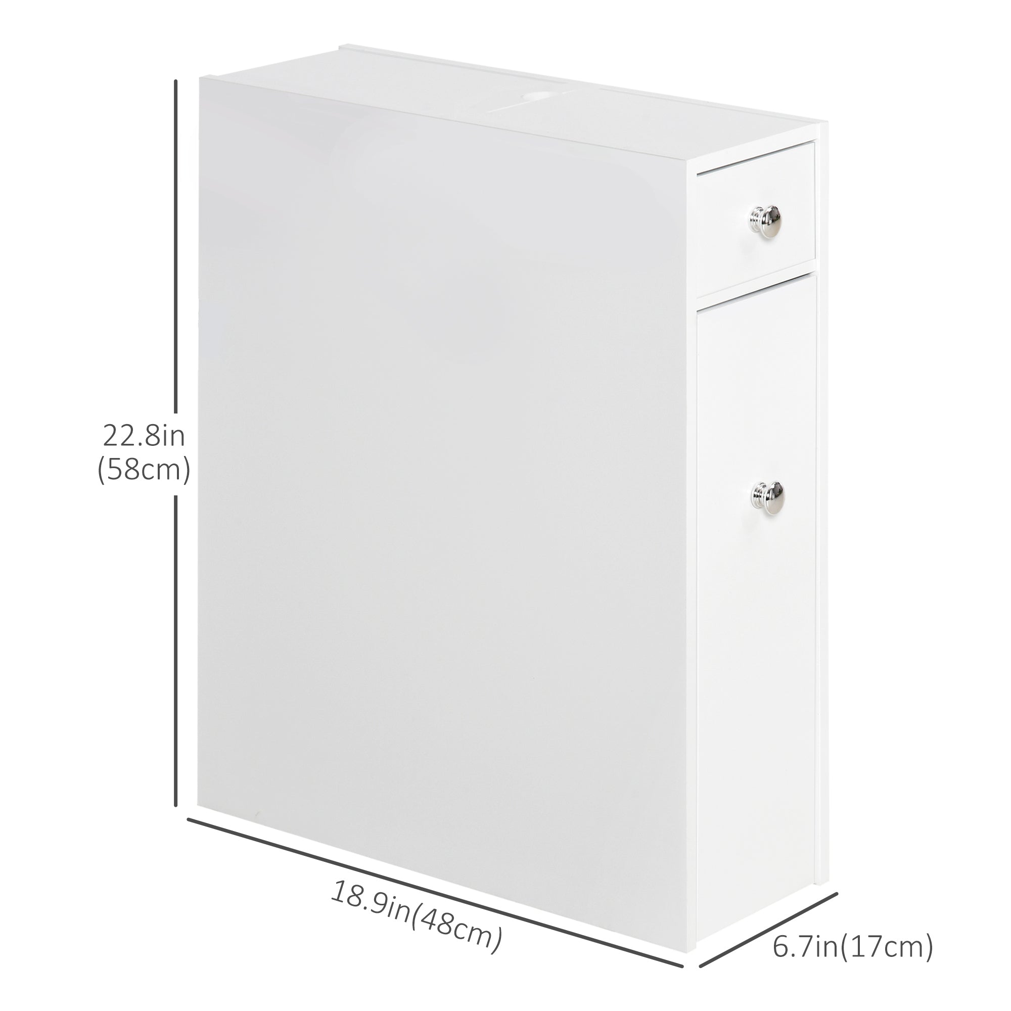 HOMCOM Small Bathroom Storage Cabinet, Space Saving Toilet Paper Cabinet, Narrow Bathroom Cabinet with Drawers and Hidden Storage, White