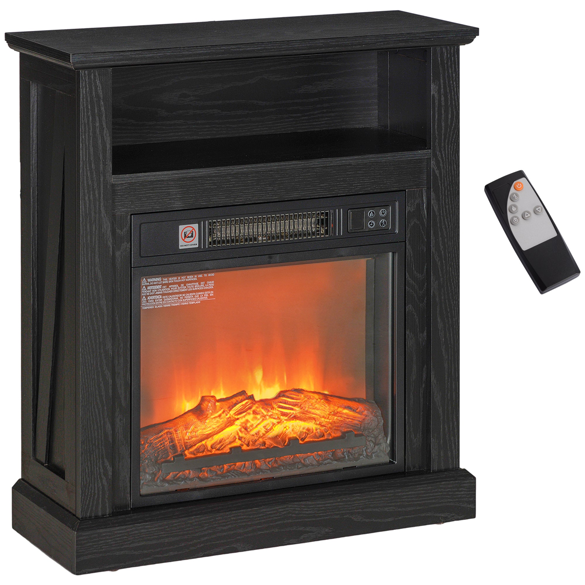 27" Freestanding Electric Fireplace with Mantel 1400W Heater with Timer Black