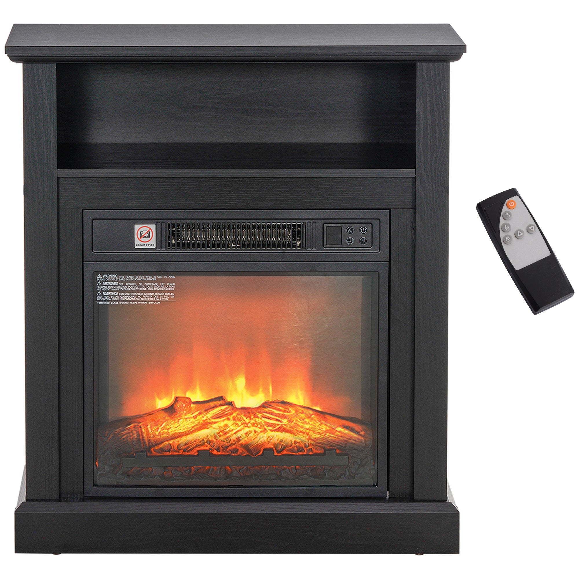 27" Freestanding Electric Fireplace with Mantel 1400W Heater with Timer Black