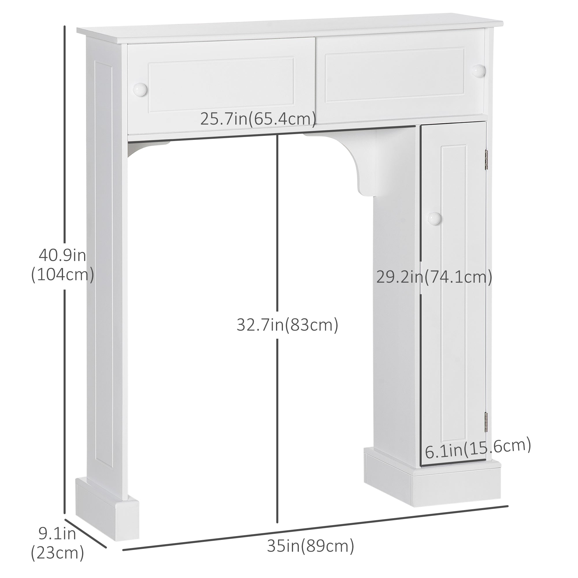 HOMCOM Over the Toilet Storage Cabinet, Bathroom Shelf Over Toilet with 2 Sliding Doors, Adjustable Shelves and 4-tier Cupboard, White