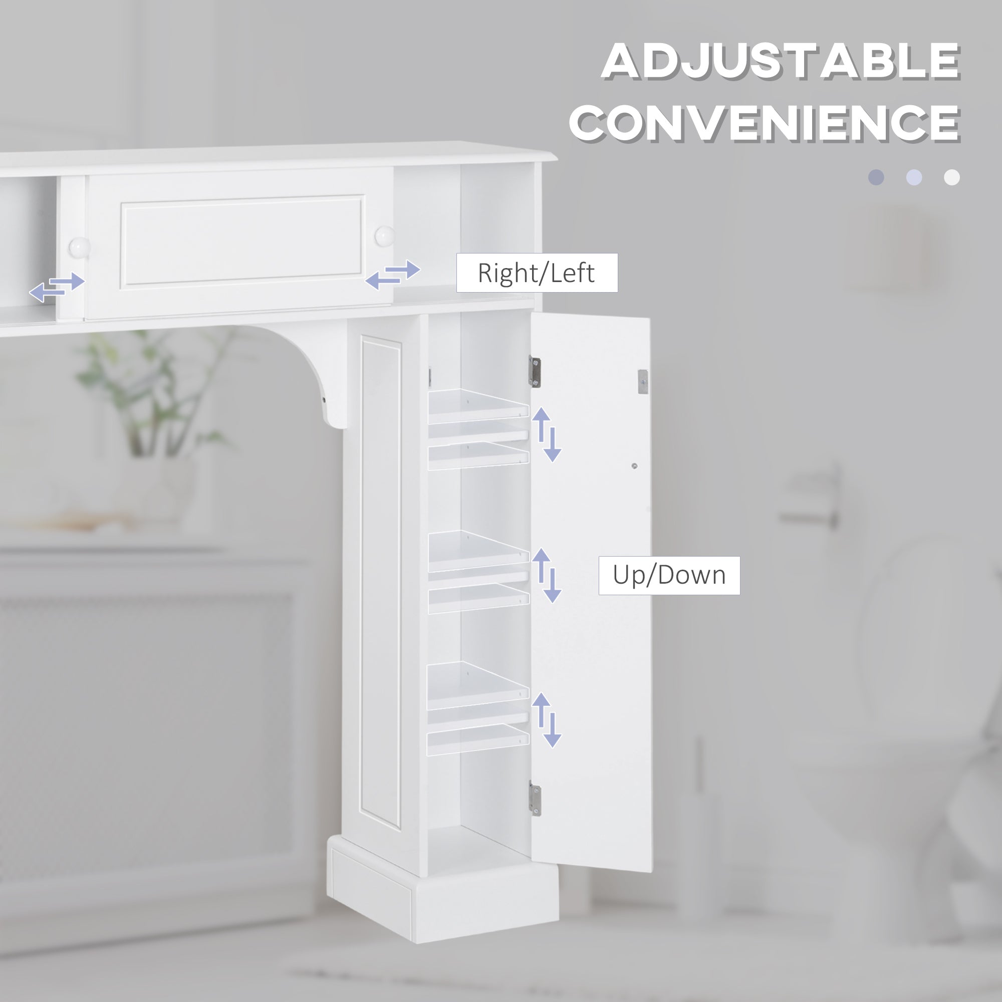 HOMCOM Over the Toilet Storage Cabinet, Bathroom Shelf Over Toilet with 2 Sliding Doors, Adjustable Shelves and 4-tier Cupboard, White