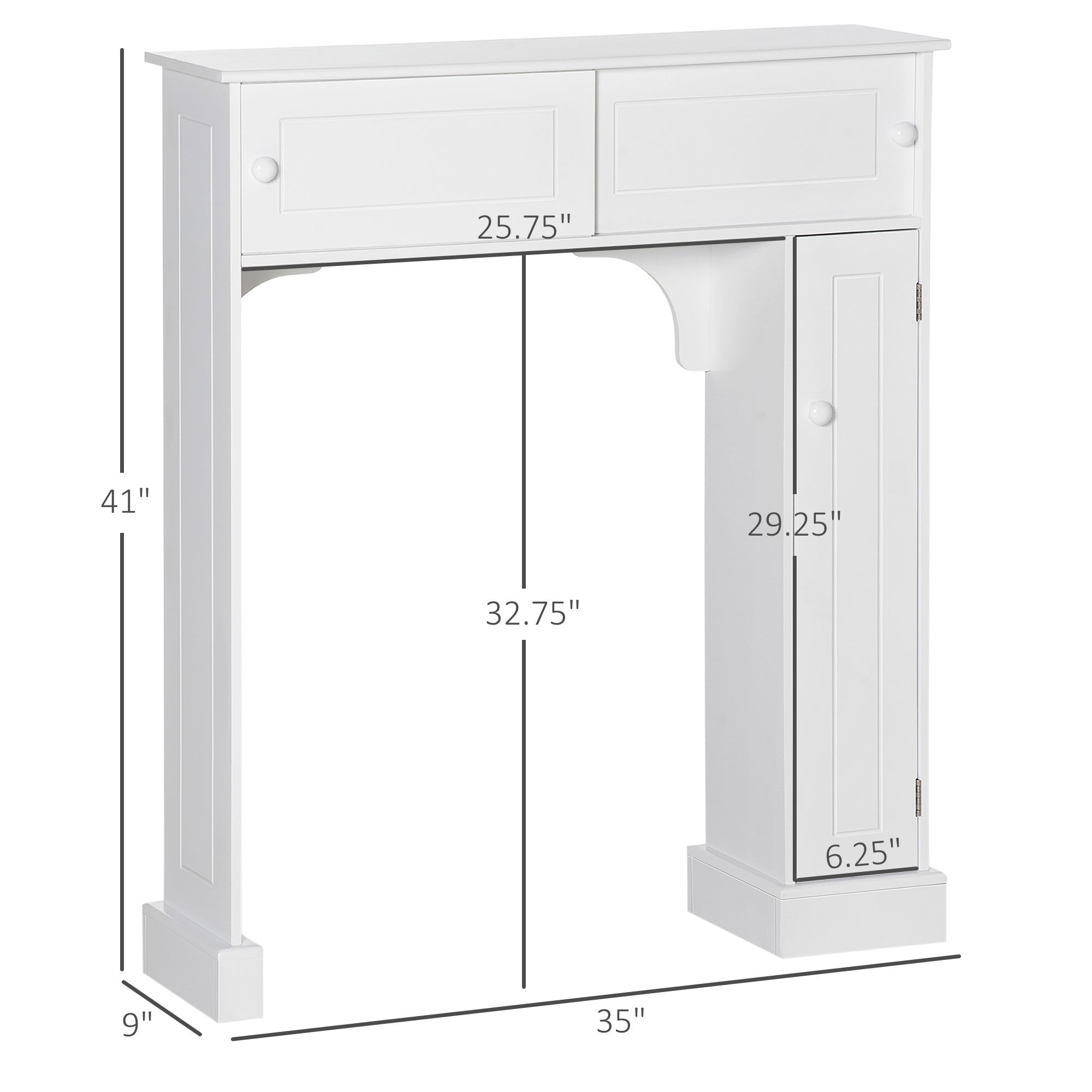 Over The Toilet Bathroom Cabinet, Freestanding Bathroom Storage Organizer with Adjustable Shelves, Toilet Rack, White