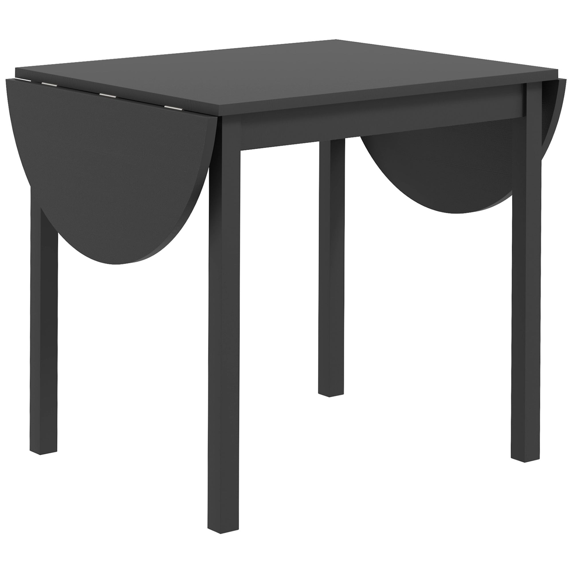 HOMCOM Solid Wood Kitchen Table, Drop Leaf Tables for Small Spaces, Folding Dining Table, Black