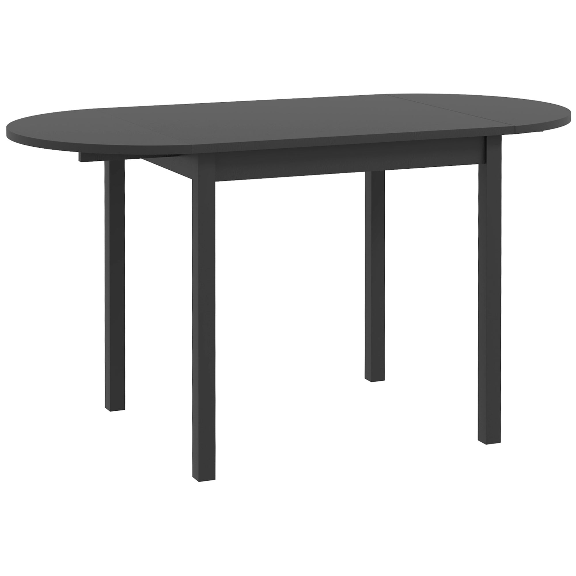 HOMCOM Solid Wood Kitchen Table, Drop Leaf Tables for Small Spaces, Folding Dining Table, Black