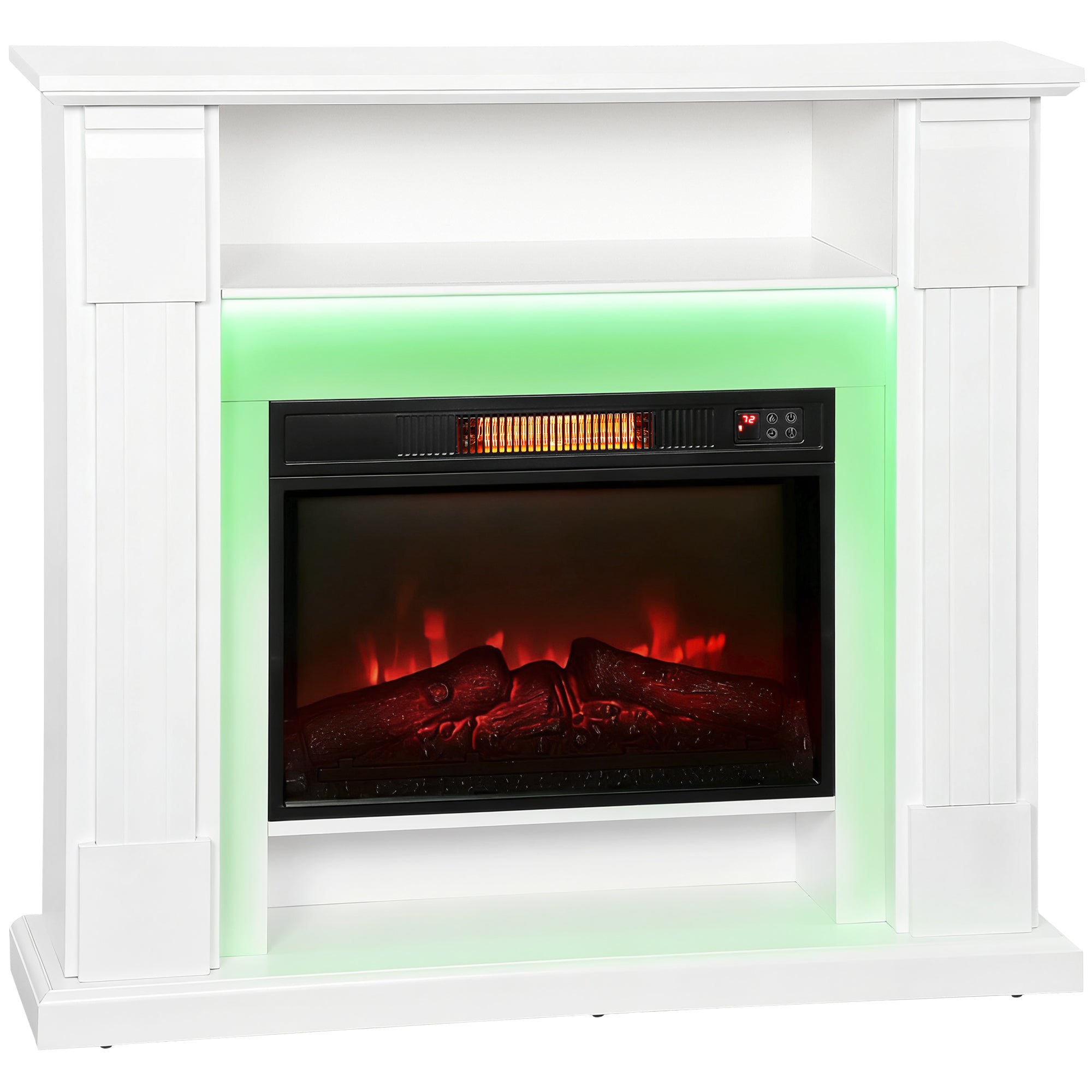 Electric Fireplace with Surround, LED Lights, 38" 1800W Inset Electric Fire and Mantel Reach up to 30 m², with Realistic Flame Effect, 3 Brightness, Remote, Timer for Living Room, White