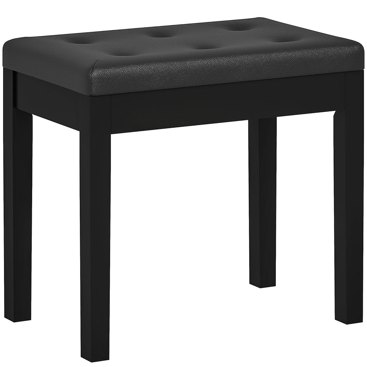 Piano Bench with Storage and Padded Cushion, Faux Leather Keyboard Bench with Solid Wood Legs, Black