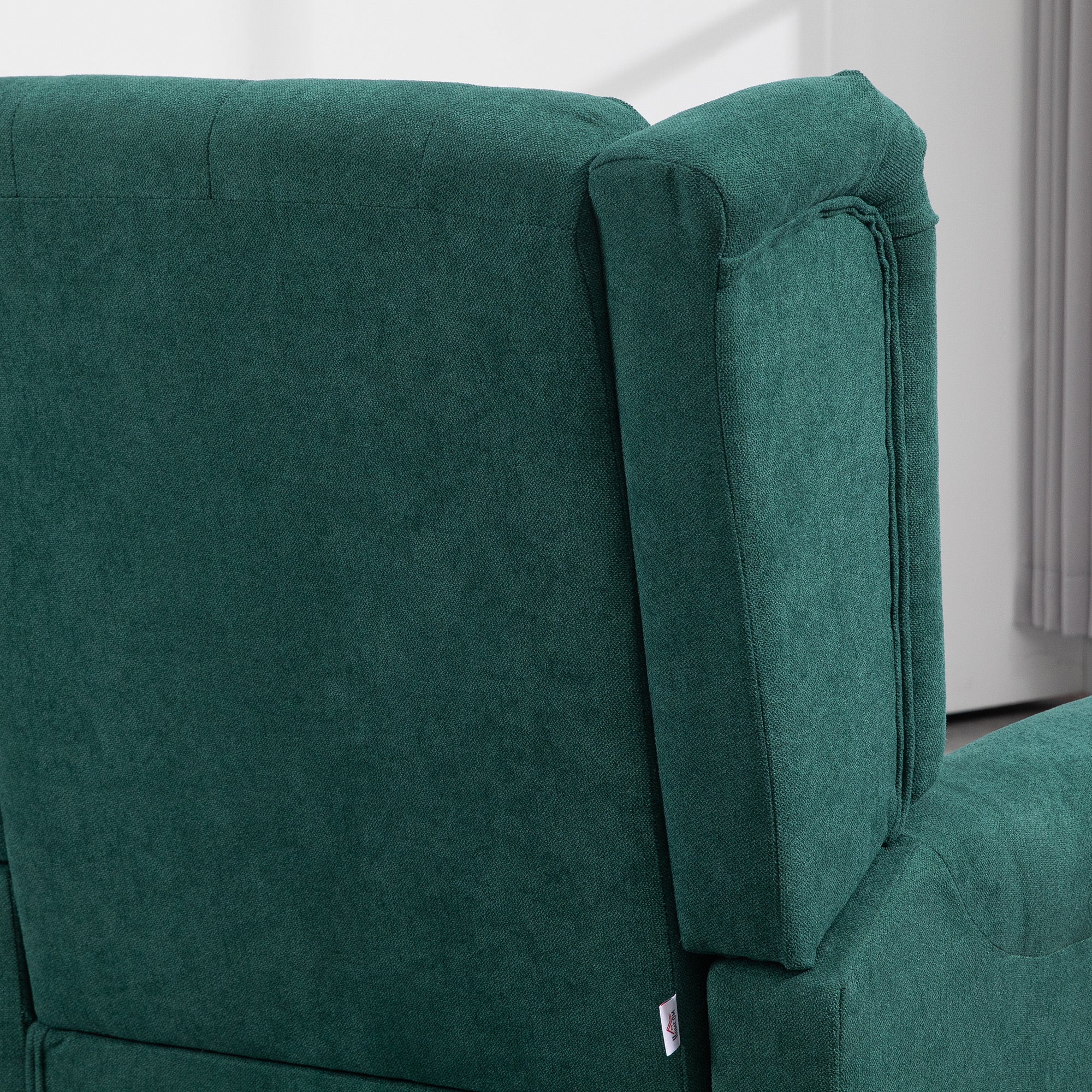 Wingback Accent Chair for Living Room, Button-Tufted Lounge Chair with Round Armrests and Wood Legs, Dark Green