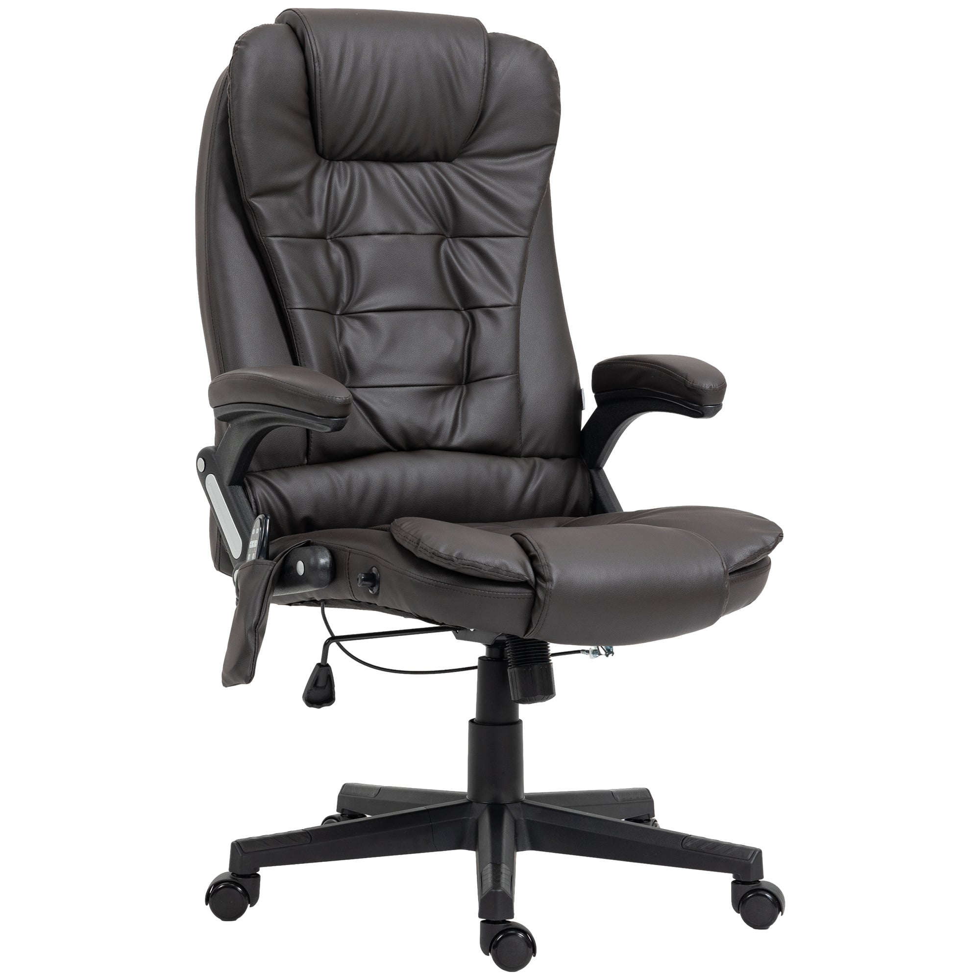 Massage Office Chair, Heated Reclining Computer Chair with 6 Vibration Points, Armrest and Remote, Dark Brown