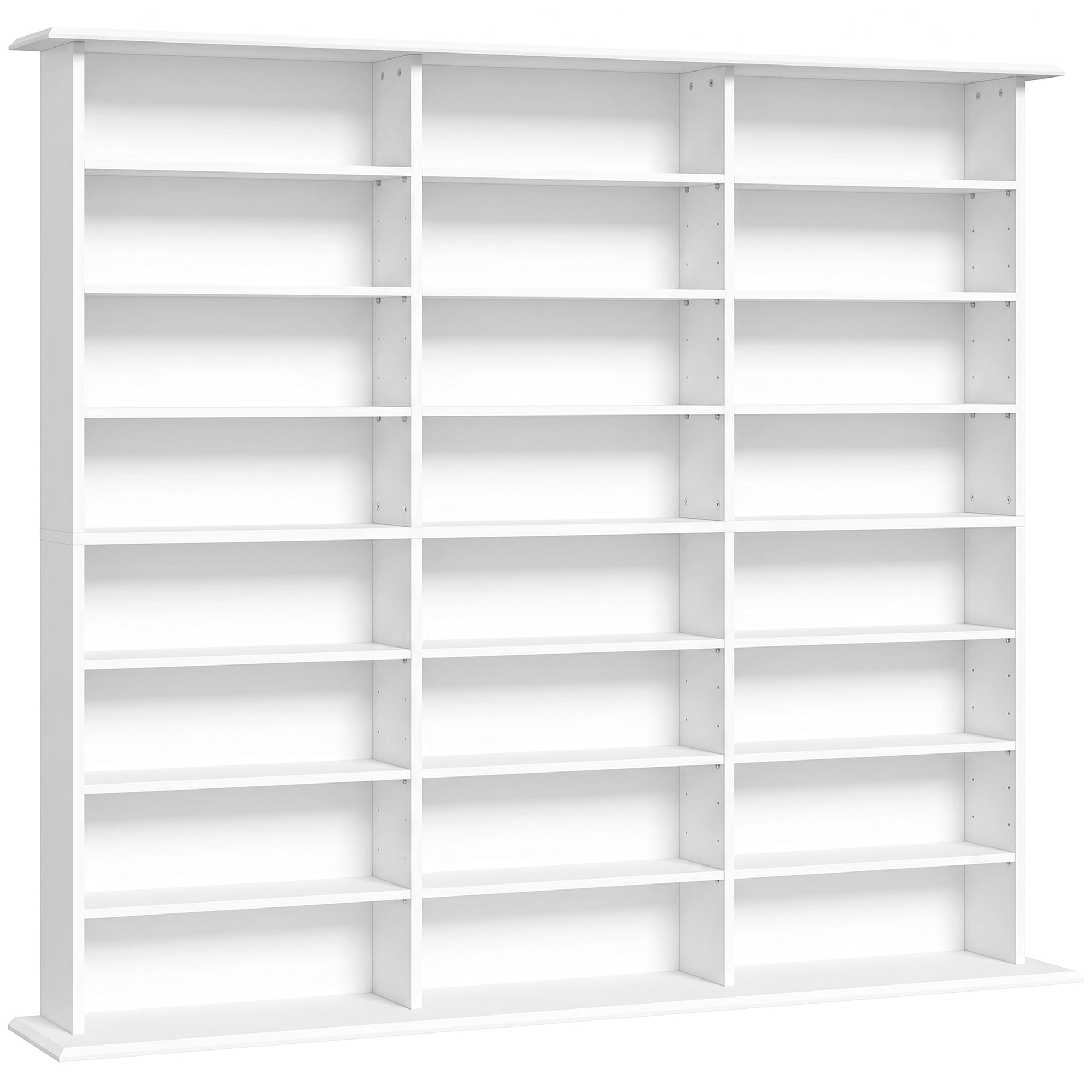 1032 CD/594 DVD Storage Unit, Blu-ray Media Storage Shelf with 24 Compartments and 18 Adjustable Shelves, CD Tower for Living Room, Bedroom, Office, White