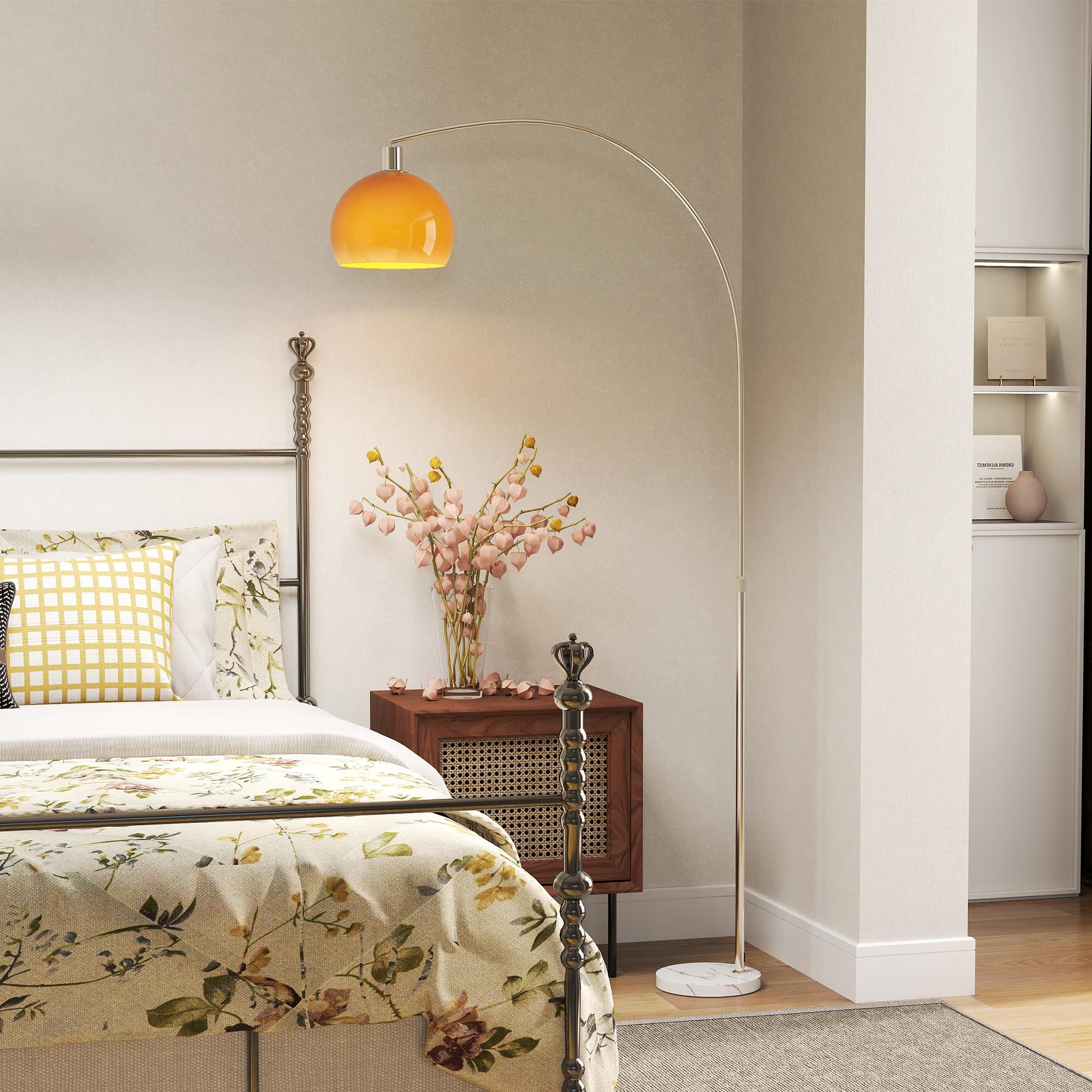 Floor Lamp for Living Room, Modern Standing Lamp with Shade & Foot Switch, Minimalist Tall Pole Lampshade for Bedroom, Office, Orange