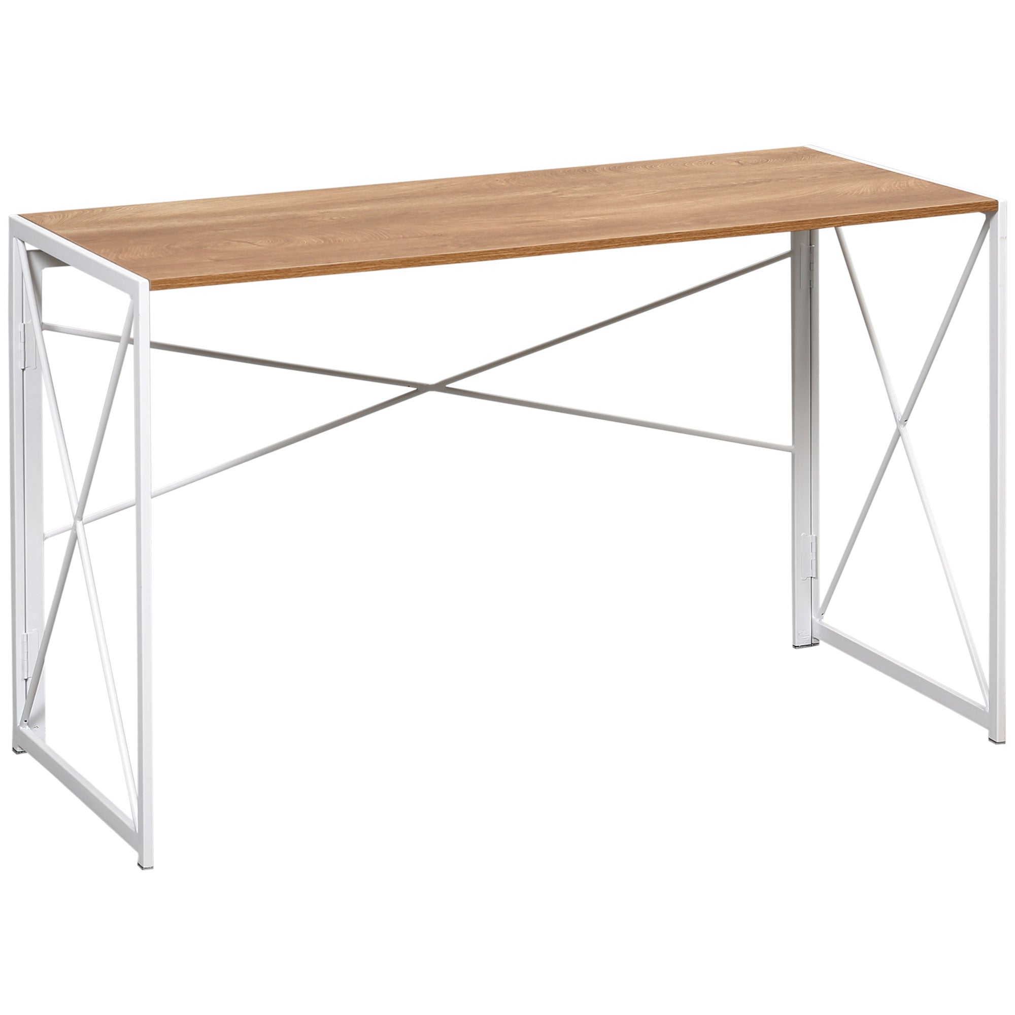 Folding Computer Desk 47.25"W Home Office Writing Desk with Metal Frame Natural