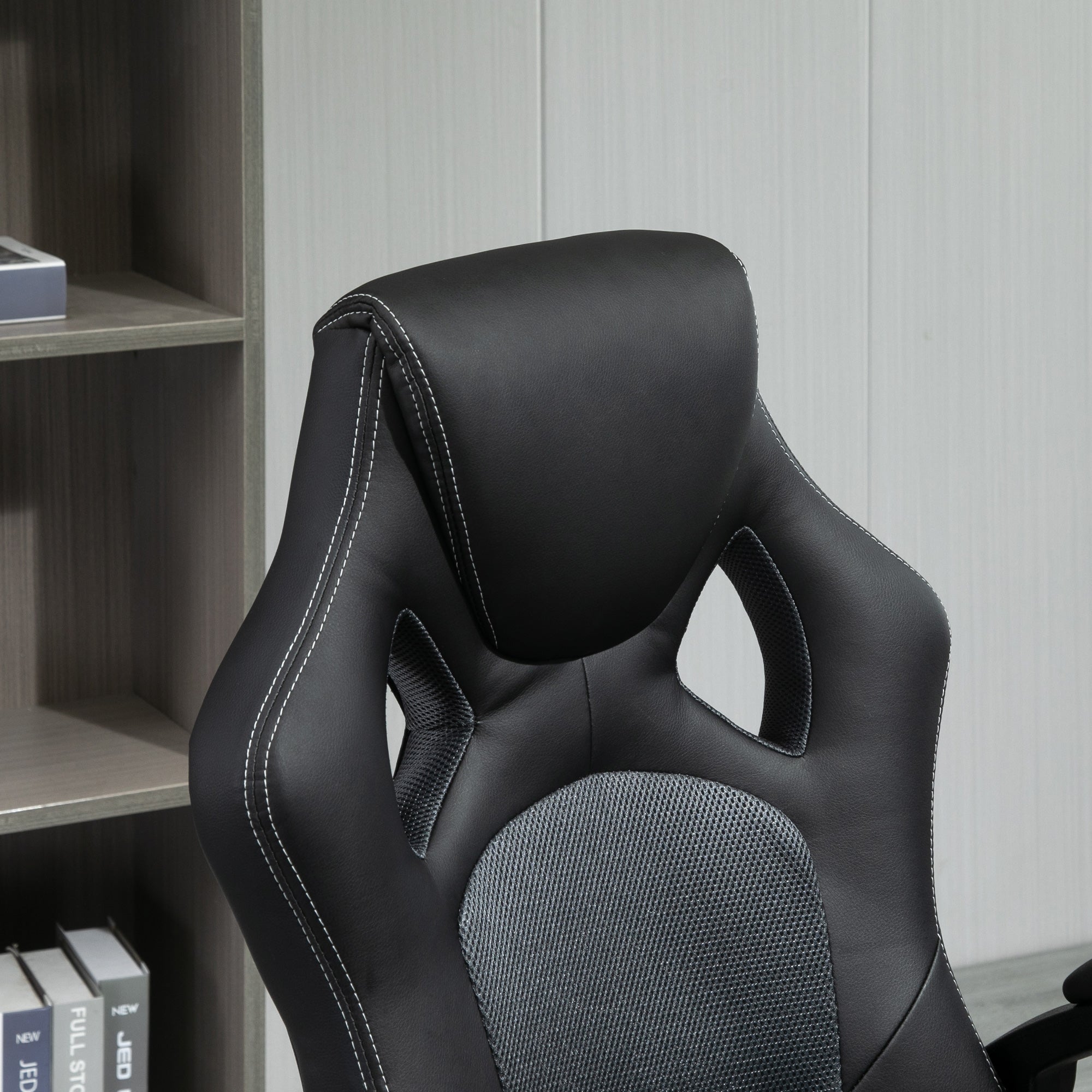 Vinsetto High-Back Gaming Chair Faux Leather Swivel Computer Racing Gamer Desk Chair for Home Office with Wheels, Gray