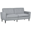 HOMCOM 3 Seater Sofa, Upholstered Couch for Bedroom, Modern Sofa Settee with Padded Cushion, Button Tufting and Wood Legs for Living Room, Grey