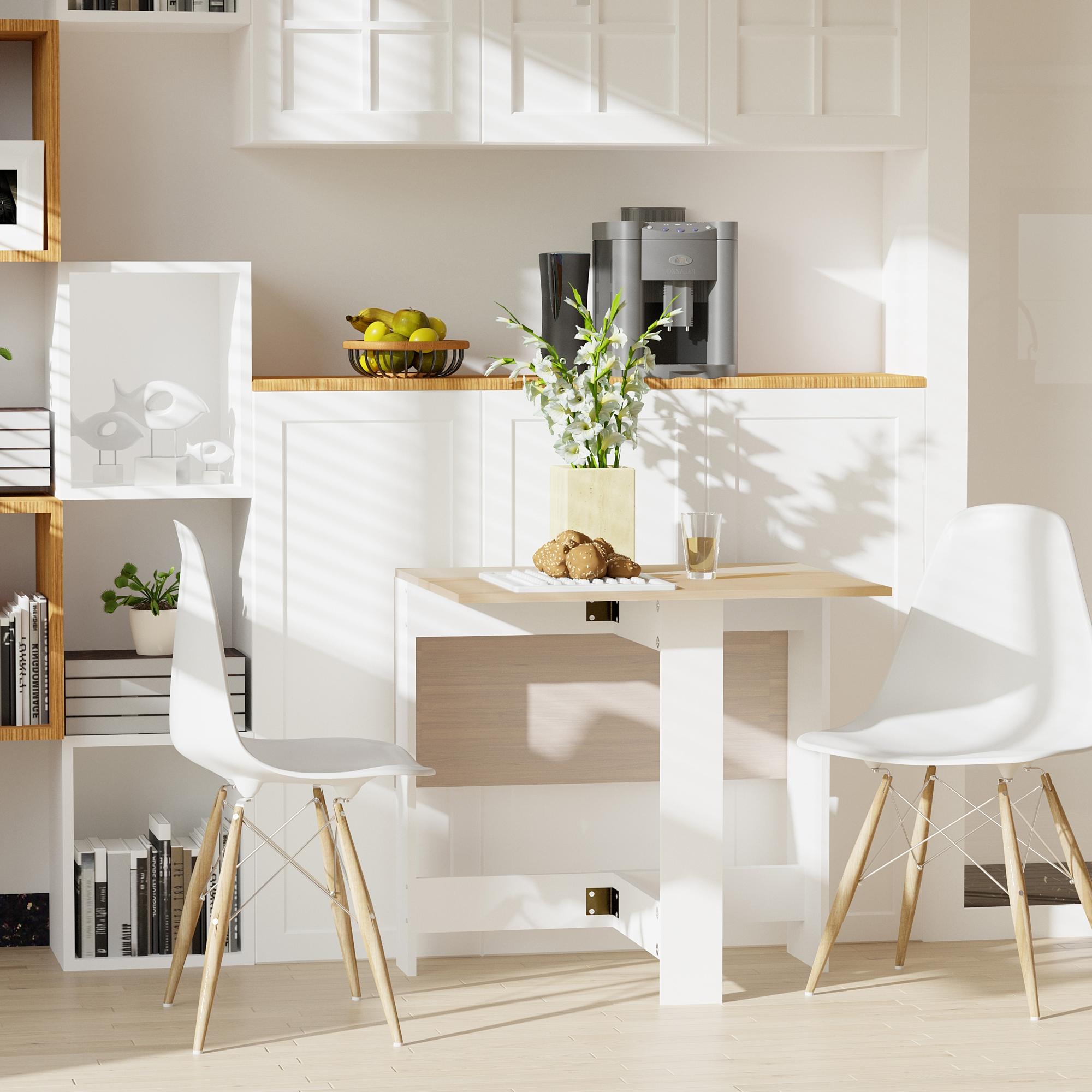 Wooden Folding Dining Table Writing Computer Desk PC Workstation Space Saving Home Office Oak & White