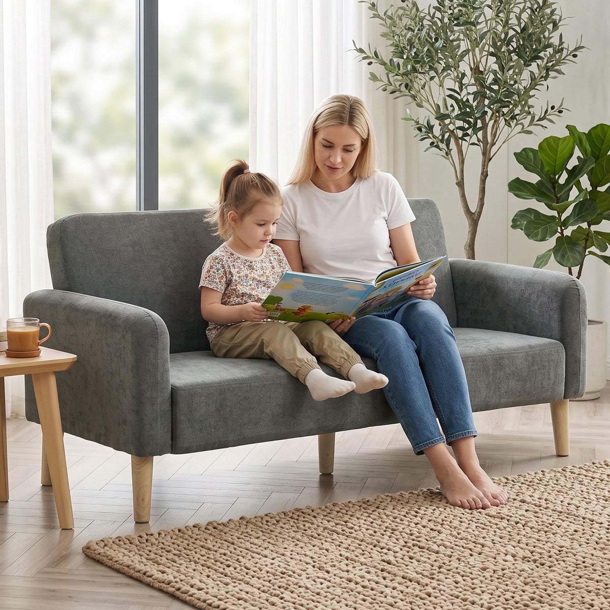2 Seater Sofa, 160cm Velvet Small Couch with 20cm Thick Padding, Wide and Deep Seat, Plush Backrest, Loveseat Sofa Settee for Small Space, Living Room, Bedroom, Home Office, Grey