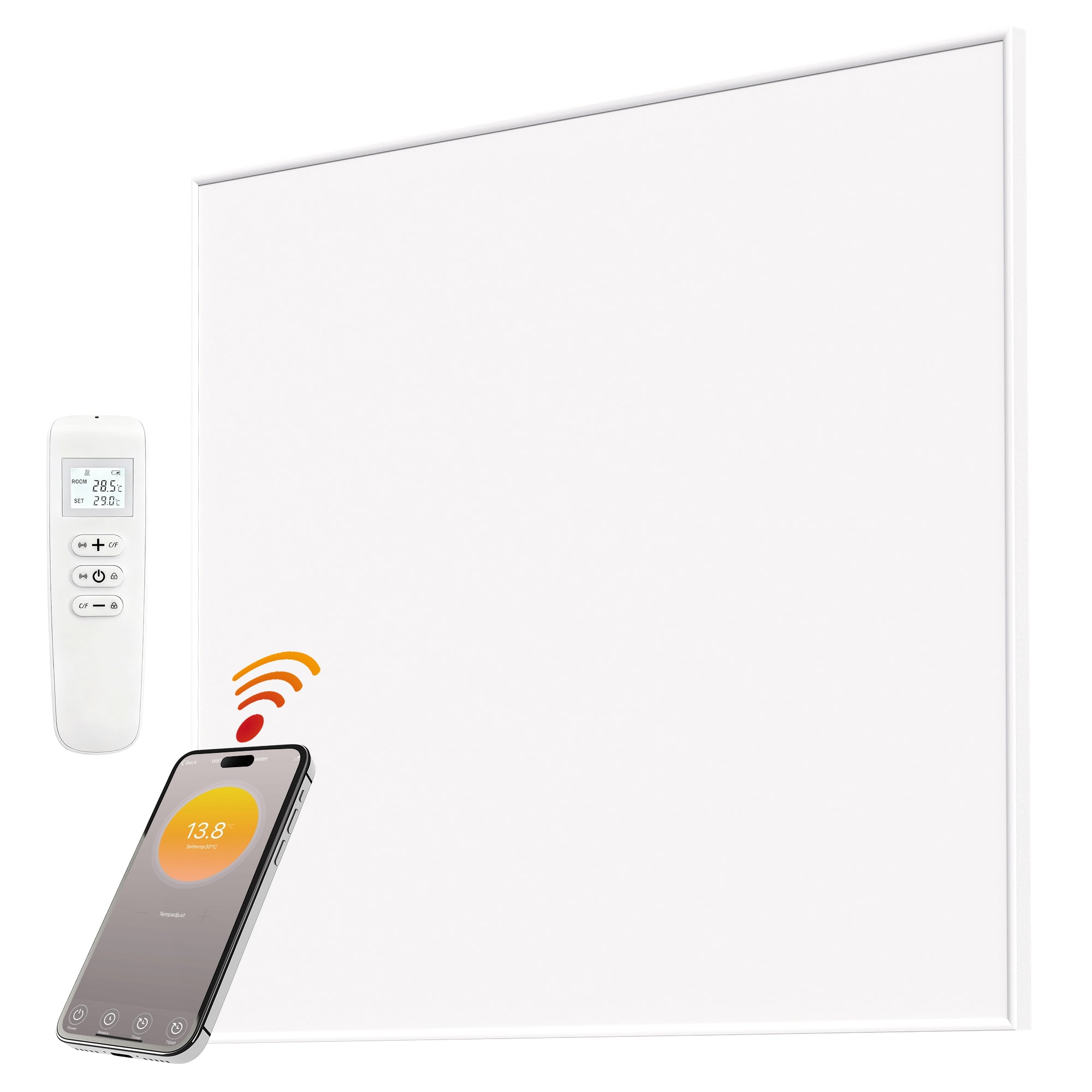 Wifi Enabled Smart Electric Heater, 170W Far Infrared Panel Heater, Low Energy, Voice Control, Adjustable Thermostat, Weekly and 12H Timer, Wall Mounted Radiator, Overheat Protection, White