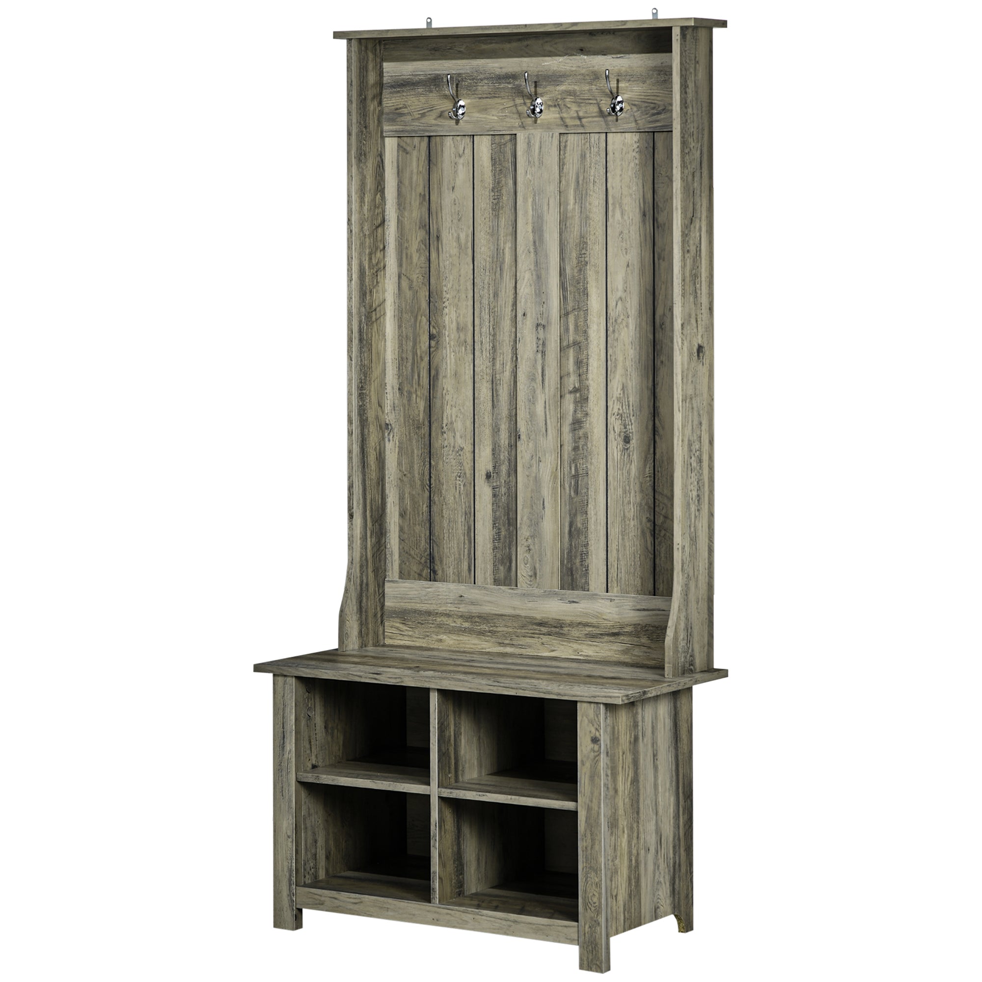 Hall Tree with Shoe Storage Bench for Living Room Grey