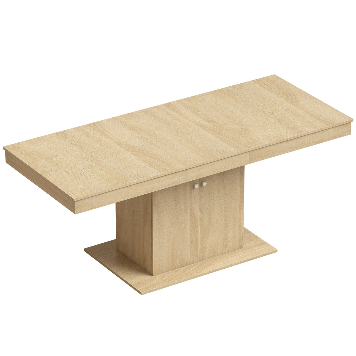 Extendable Dining Room Table for 6-8, 55"-71" Rectangle Kitchen Dining Table with Cabinet, Adjustable Shelf, Mid Century Modern Dinner Furniture, Living Room, Natural Wood