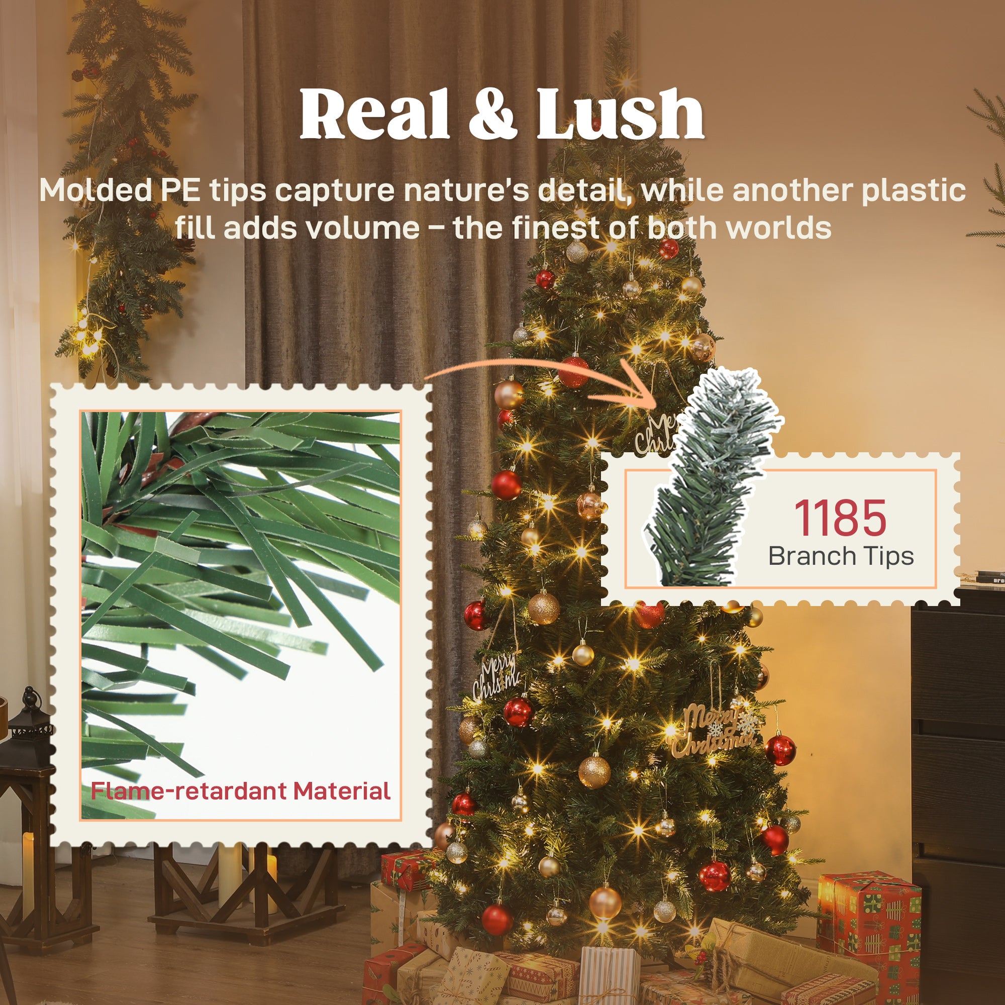 6 ft Prelit Pop Up Christmas Tree with 150 LED Lights, Collapsible Artificial Xmas Tree with Foldable Metal Stand for Home, Office, Holiday Decor, Easy Assembly, Green