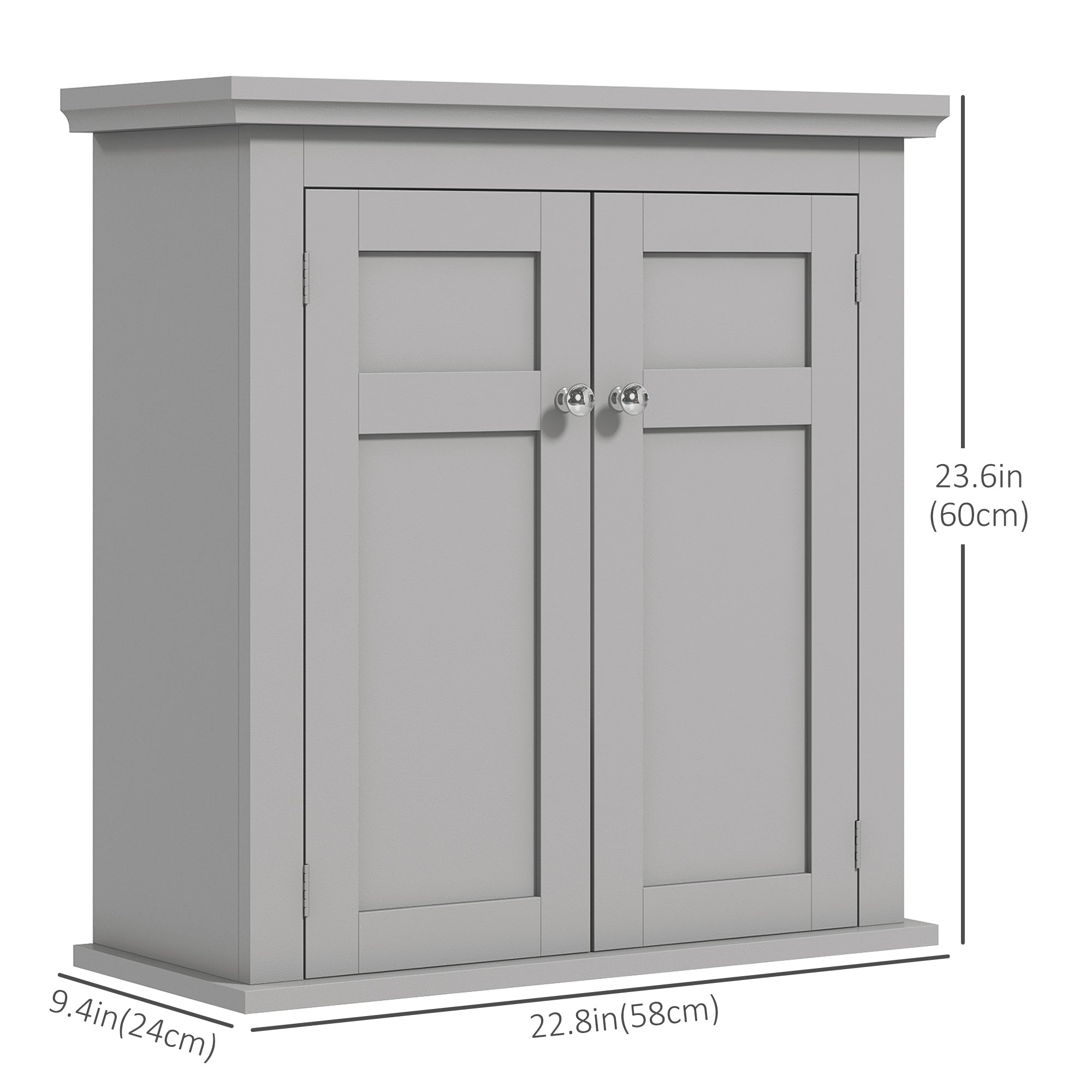 kleankin Bathroom Wall Cabinet, Medicine Cabinet, Over Toilet Storage Cabinet with Adjustable Shelves for Kitchen, Entryway, Grey