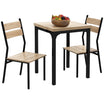 Industrial Style Modern Steel and Wood 3pc Kitchen Table Dinette Set - HOMCOM