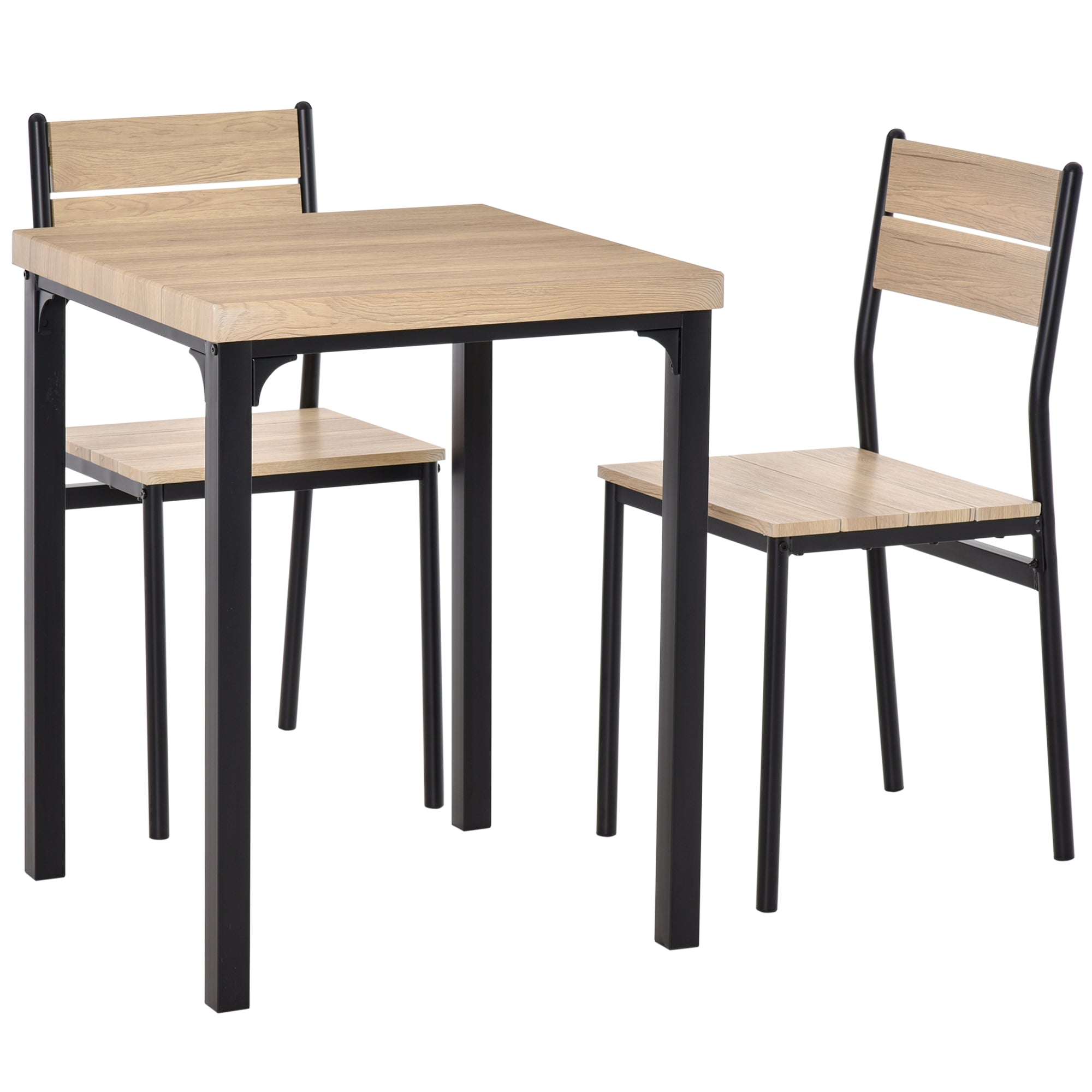 Industrial Style Modern Steel and Wood 3pc Kitchen Table Dinette Set