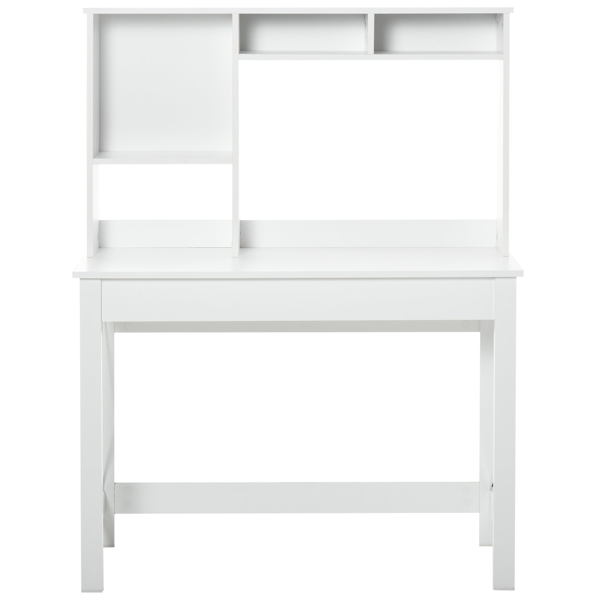 HOMCOM Computer Desk with Storage, Study Table with Bookshelves for Writing Work Bedroom Home Office Workstation, White