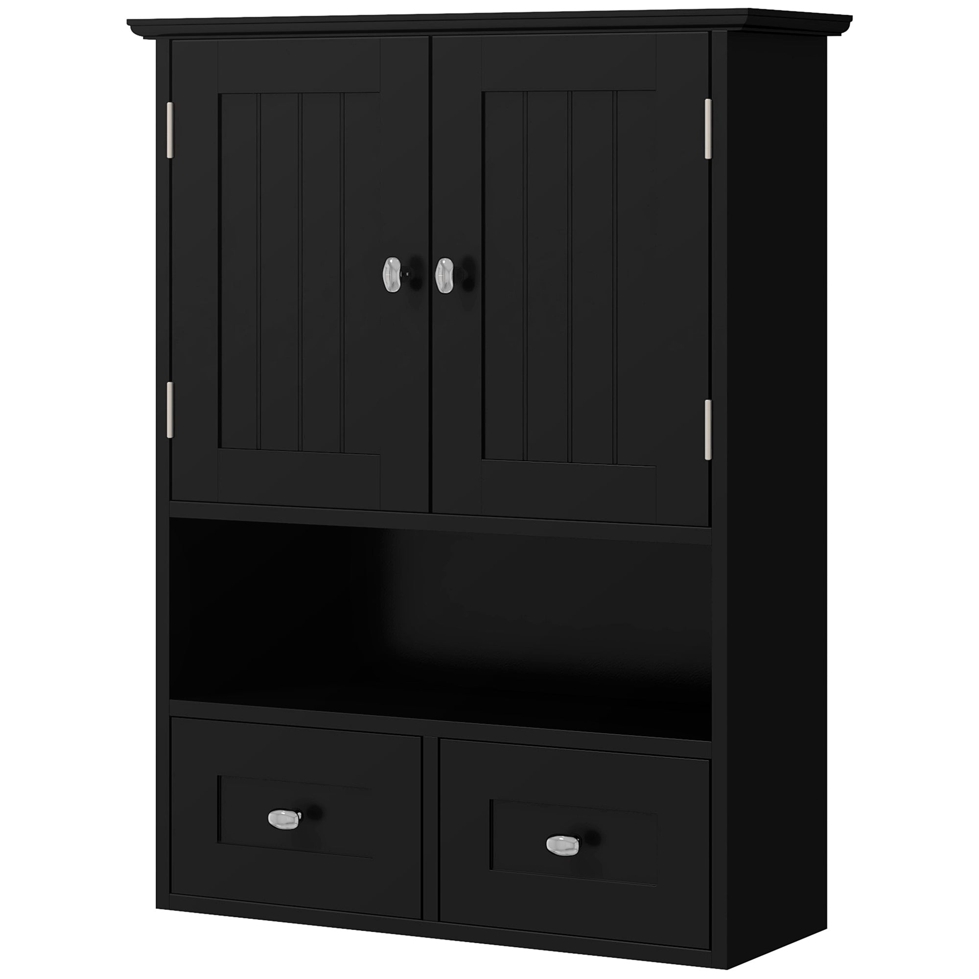 kleankin Bathroom Wall Cabinet, Medicine Cabinet, Over Toilet Storage Cabinet with Shelf and Drawers for Hallway, Living Room, Black