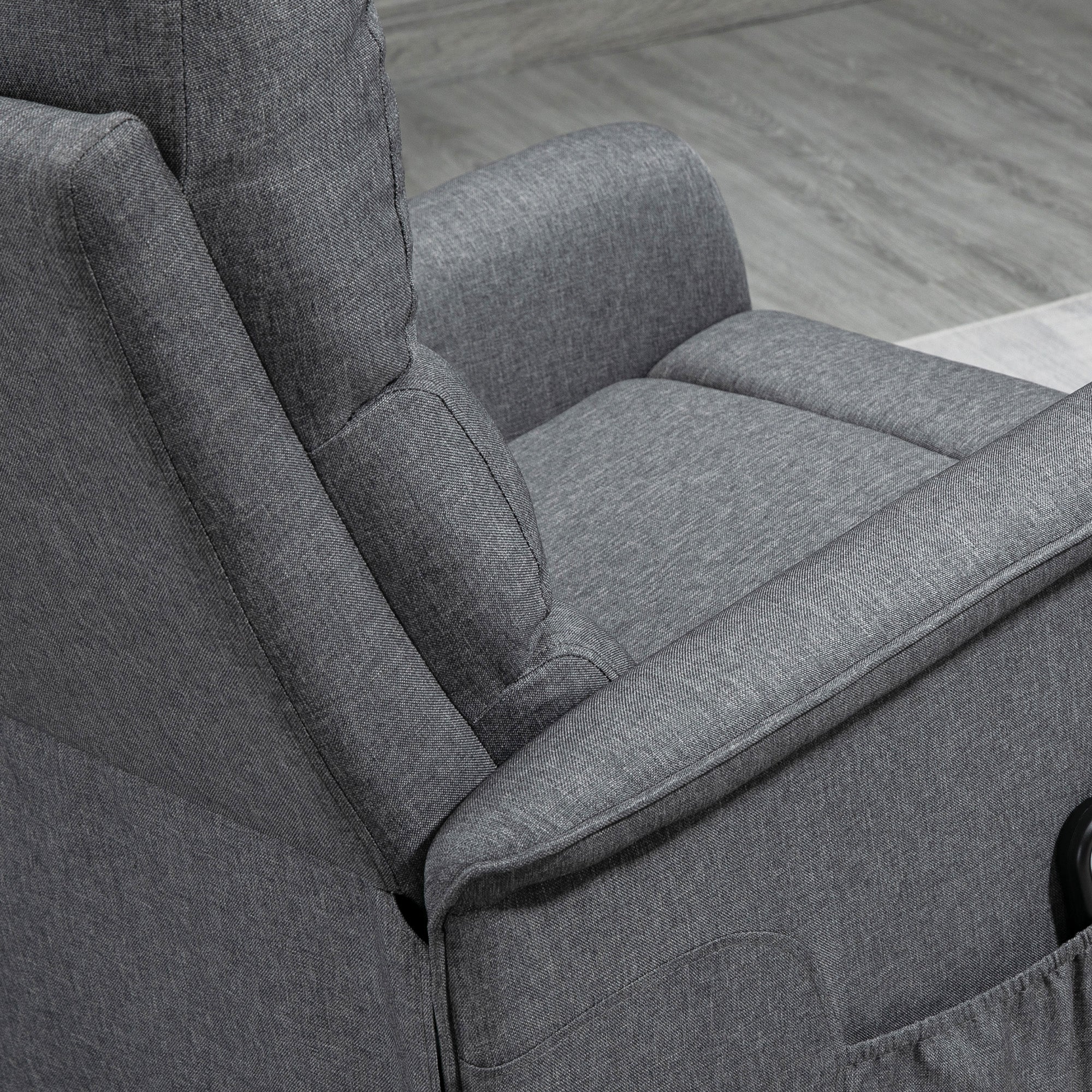 Power Lift Assist Recliner Chair for Elderly with Remote Control, Linen Fabric Upholstery Grey