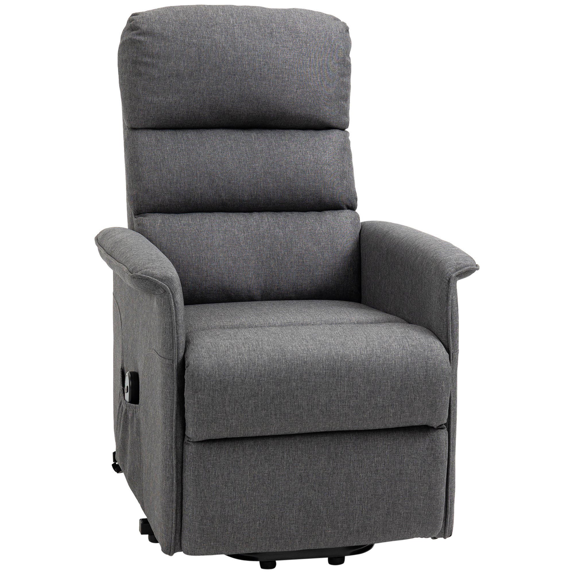 Power Lift Assist Recliner Chair for Elderly with Remote Control, Linen Fabric Upholstery Grey