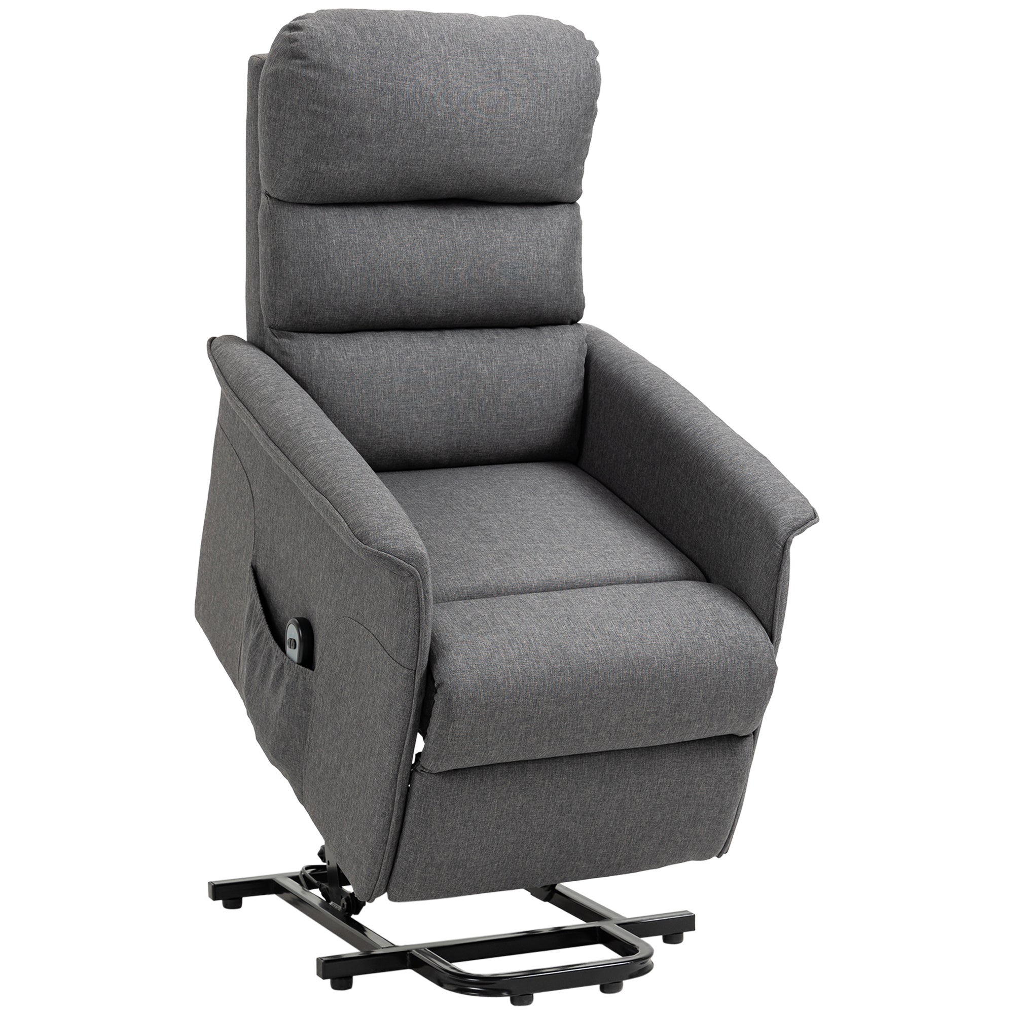 Power Lift Assist Recliner Chair for Elderly with Remote Control, Linen Fabric Upholstery Grey