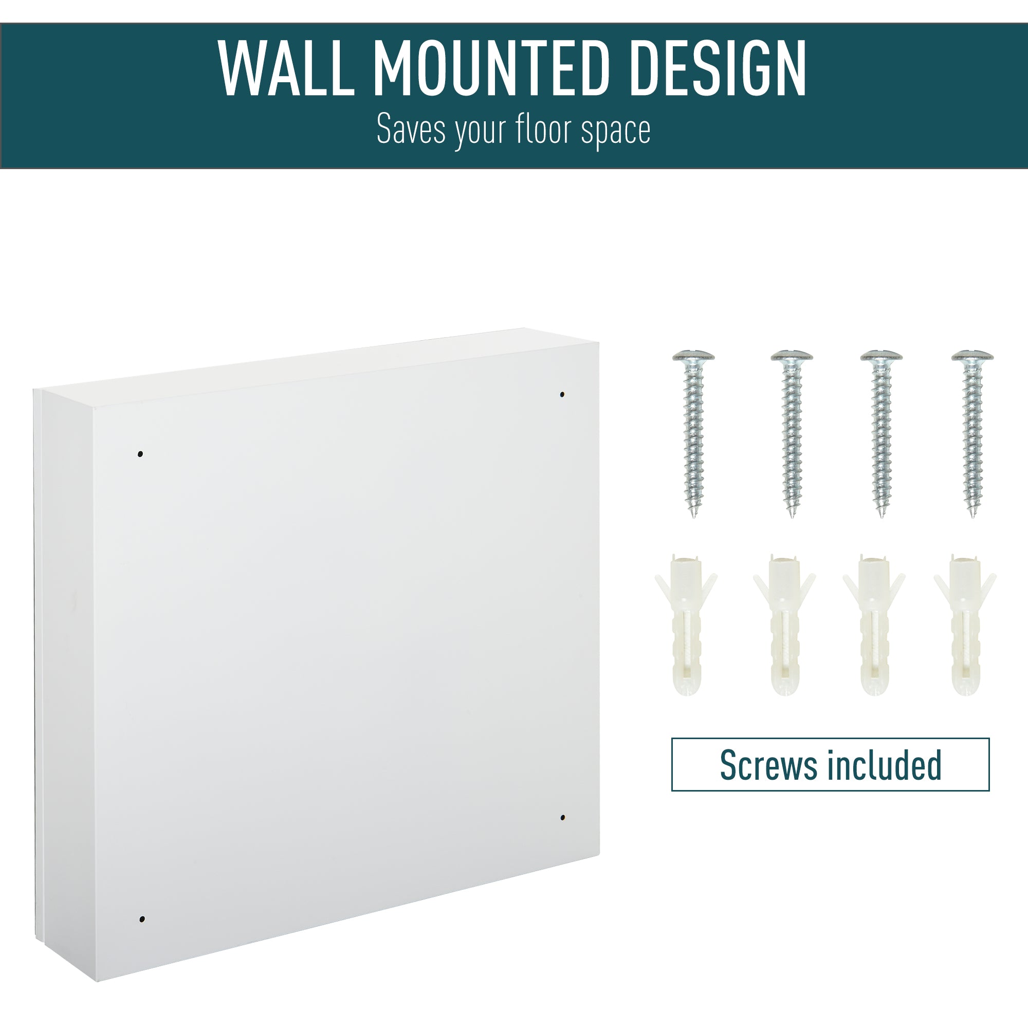 kleankin Bathroom Mirror Cabinet, 24" x 22" Metal Medicine Cabinet, Wall-Mounted Bathroom Cabinet with Double Doors, White