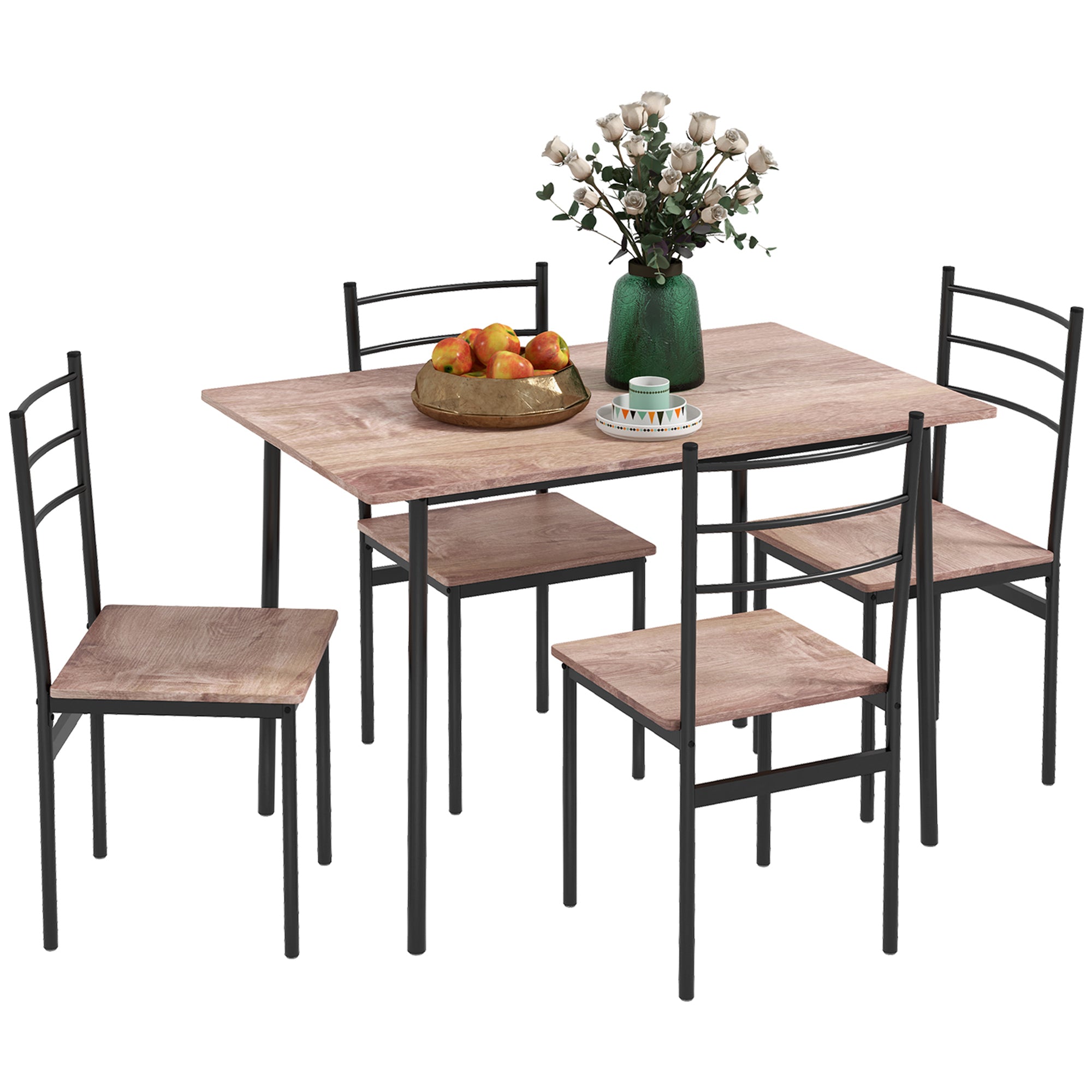 5 Piece Dining Table Set for 4 Space Saving Table and 4 Chairs