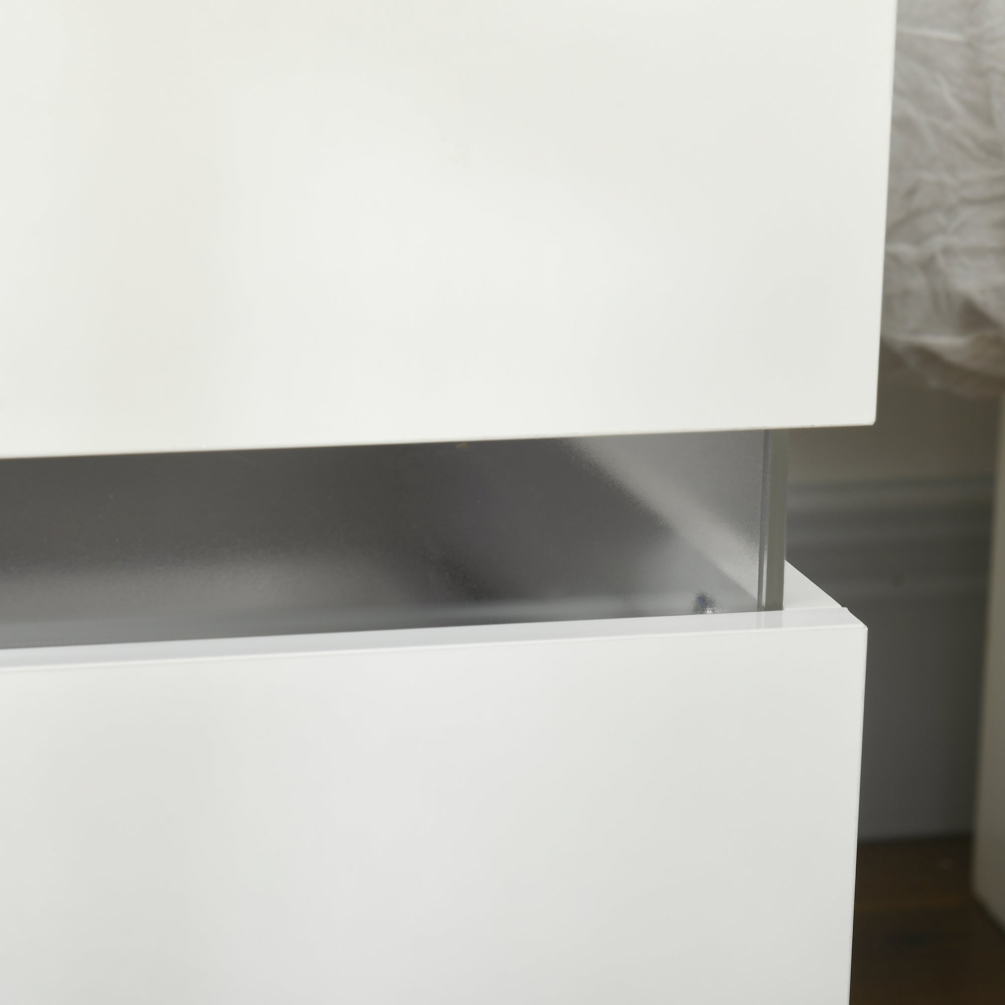 HOMCOM LED Nightstand with 2 Drawers, Bedside Table with 16 Colour, 4 Modes and Adjustable Brightness RGB LED Lights, Remote, White