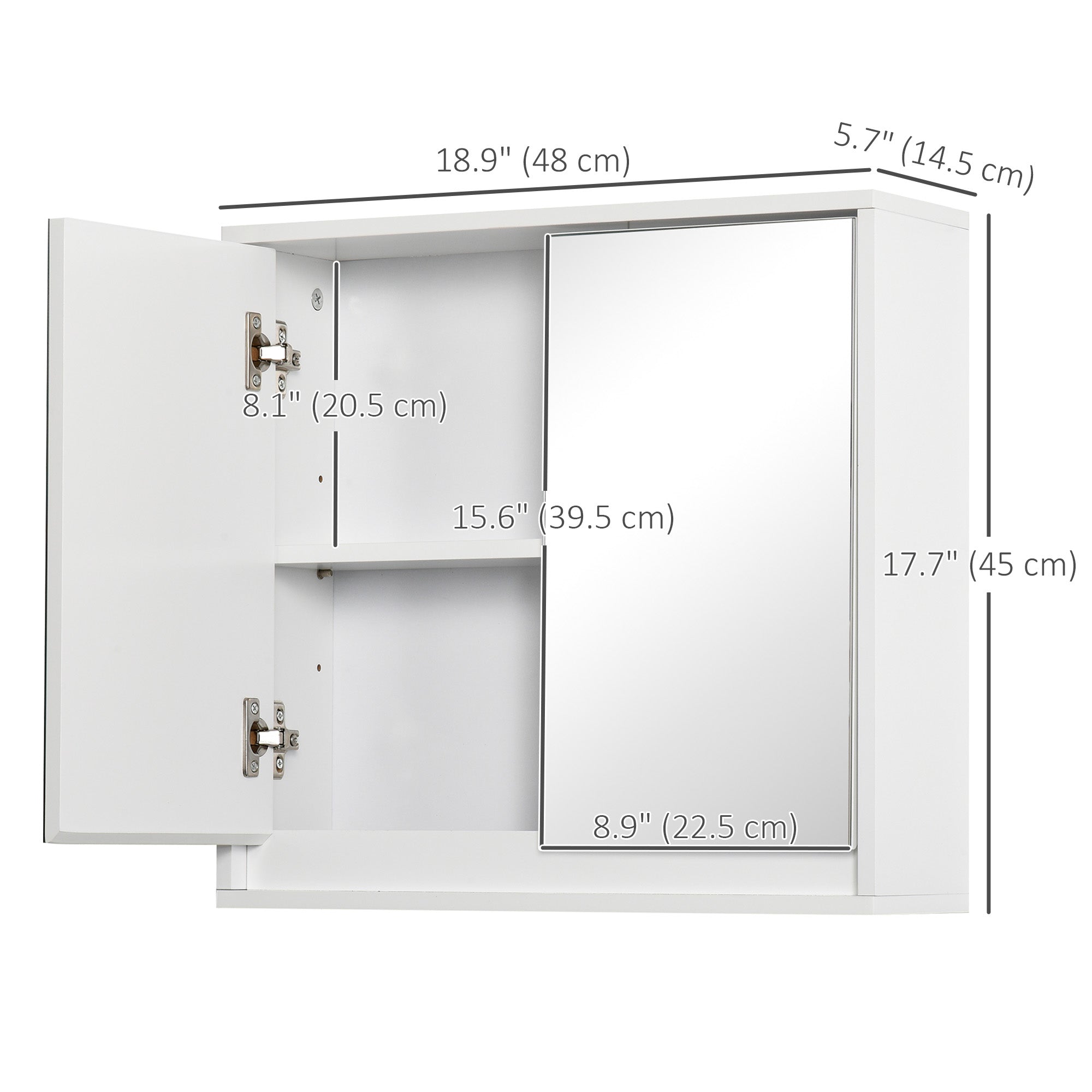 HOMCOM Medicine Cabinet with Mirror, Modern Bathroom Wall Cabinet, Wall-Mounted Mirror Cabinet with 2 Doors and Adjustable Shelf, White