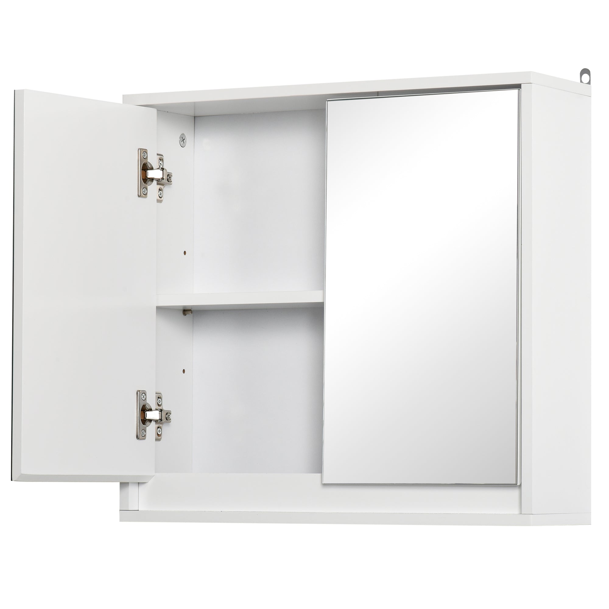 HOMCOM Medicine Cabinet with Mirror, Modern Bathroom Wall Cabinet, Wall-Mounted Mirror Cabinet with 2 Doors and Adjustable Shelf, White