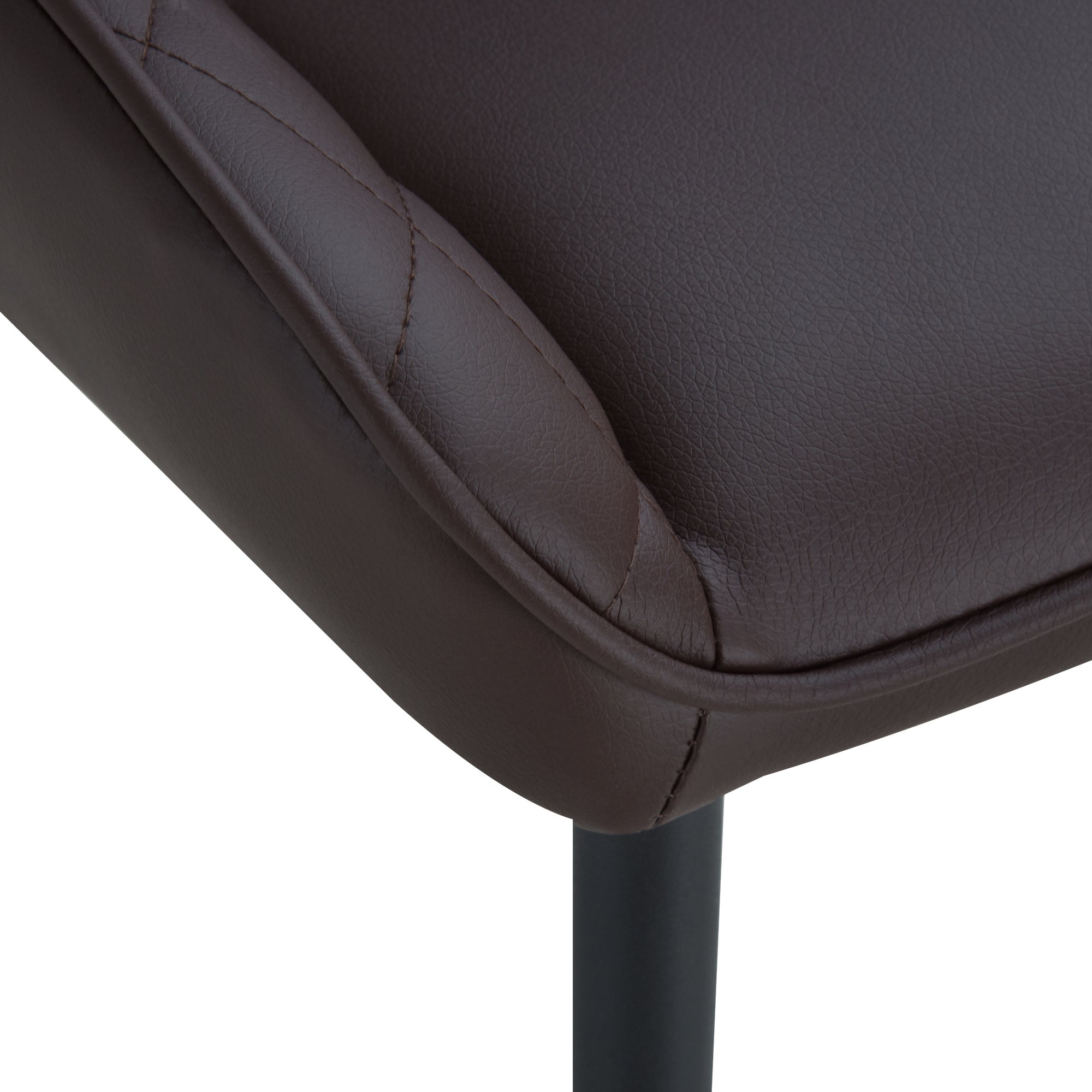 HOMCOM Dining Chairs Set of 2, Modern PU Leather Upholstered Kitchen Chairs with Diamond Tufted Backs and Steel Legs for Living Room, Dining Room, Bedroom, Brown