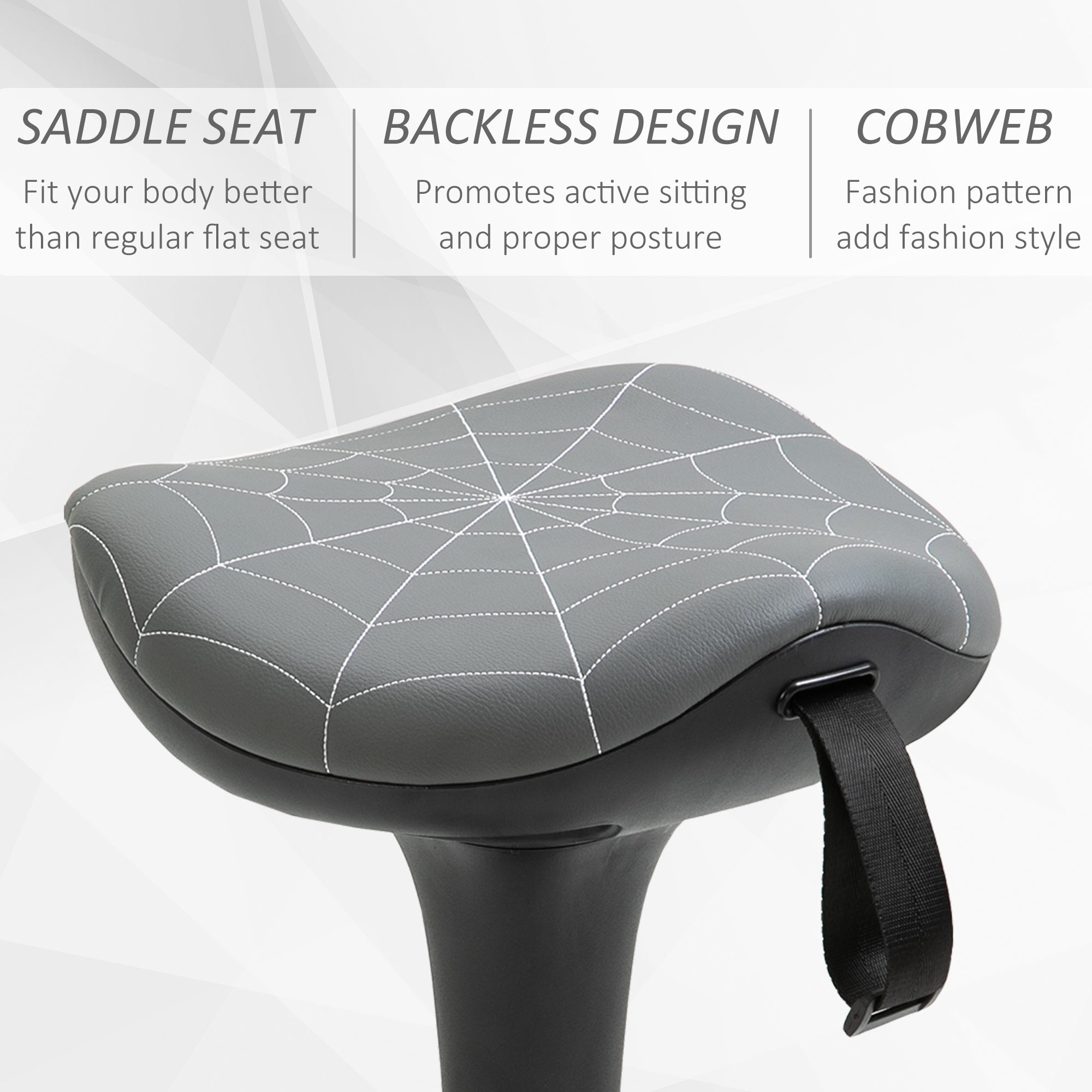 Vinsetto Standing Office Chair Lift Wobble Stool 360° Swivel, Tilting, with Adjustable Height and Saddle Seat, Grey