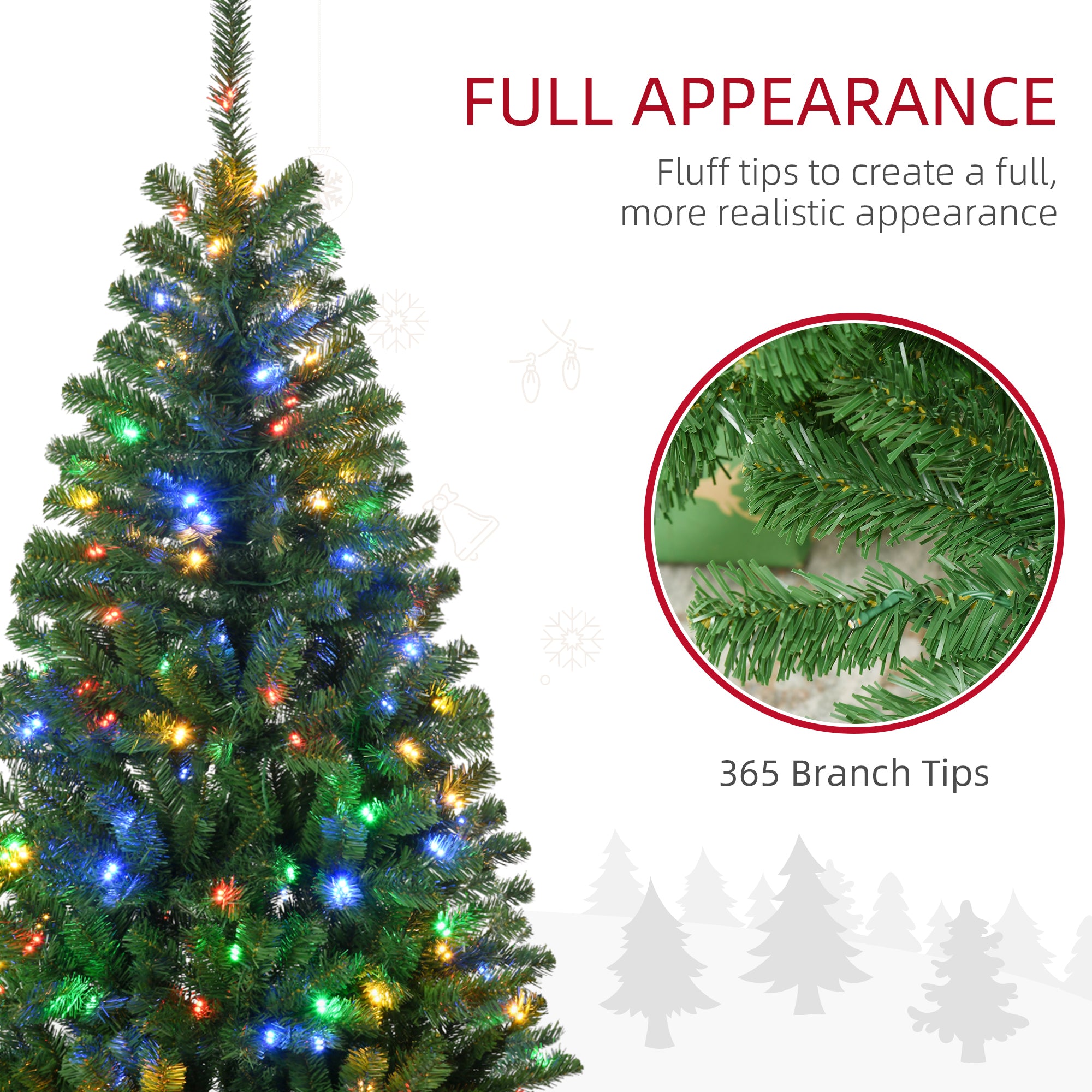 5' Artificial Prelit Christmas Trees with Warm White or Colorful LED Lights, Auto Open