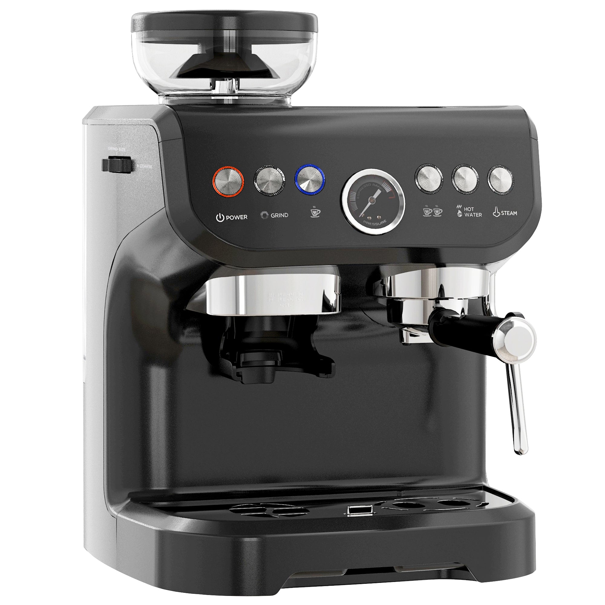 Espresso Machine 15 Bar, Coffee Maker with Milk Frother, Fast Heating, Adjustable Temp, Grinder, Removable Water Tank for Barista Level, Espresso, Latte, Cappuccino, Black