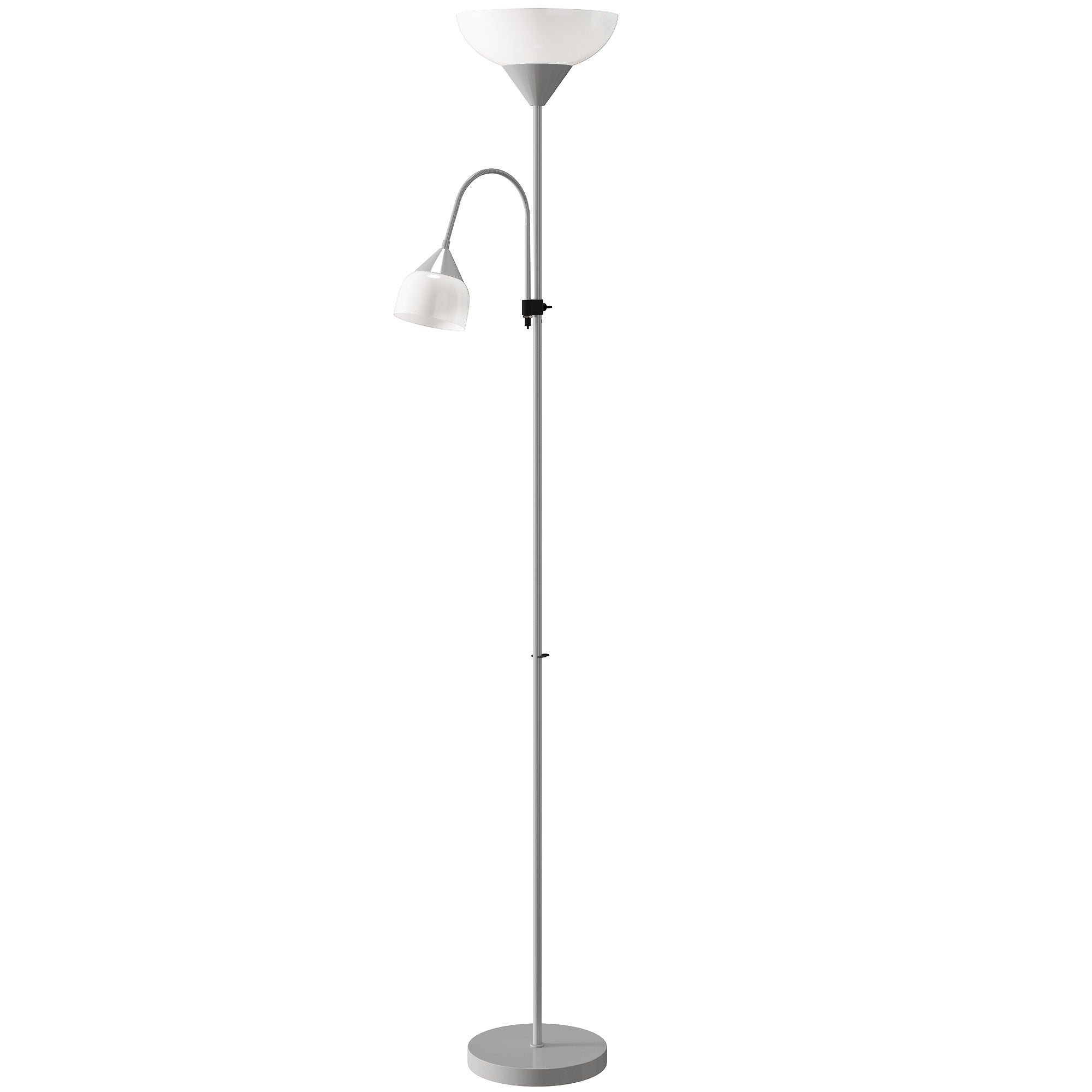 LED Floor Lamp for Living Room, 180cm Tall Standing Lamp, Mother and Child Uplighter with Adjustable Gooseneck, 3000K/4500K/6500K Colour Temperatures, Silver Tone
