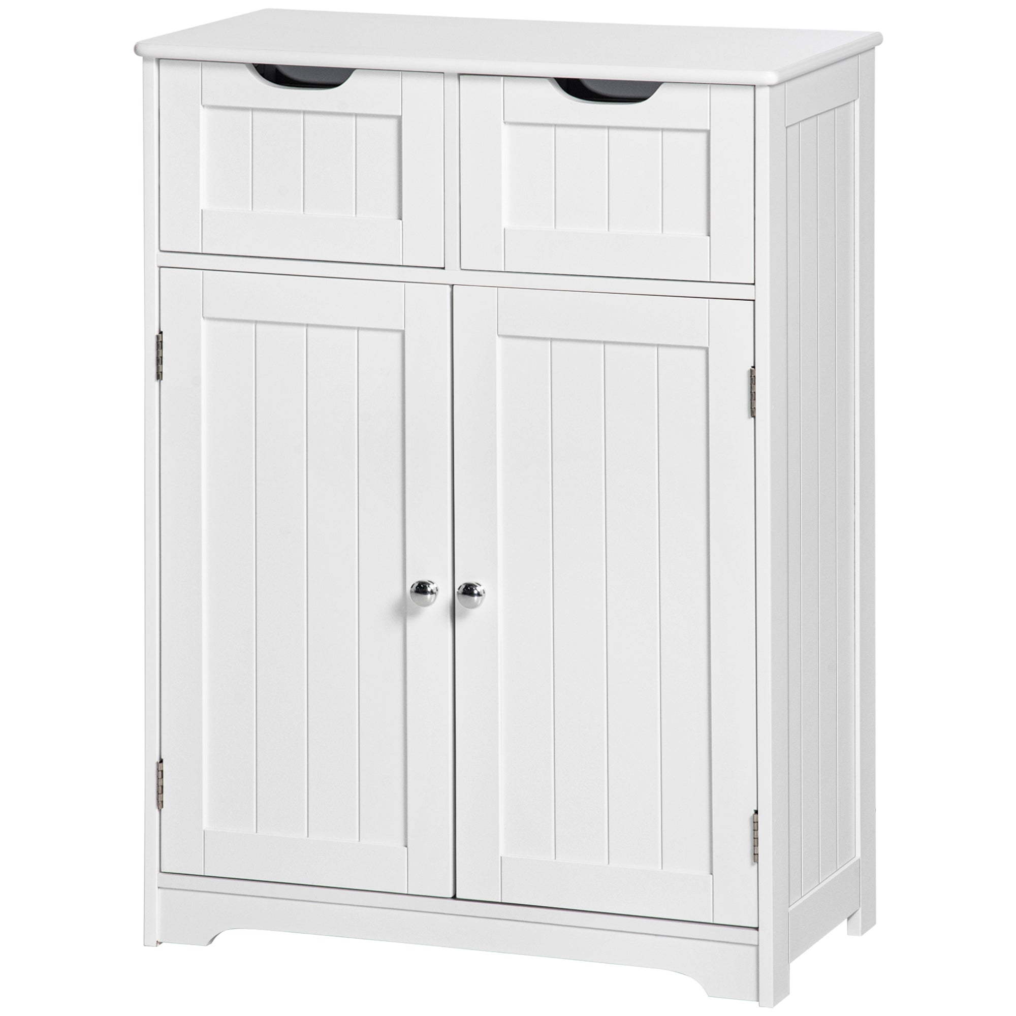 kleankin Freestanding Bathroom Storage Cabinet, Floor Cupboard with 2 Drawers, Adjustable Shelf, for Bathroom, Living Room or Entryway, White