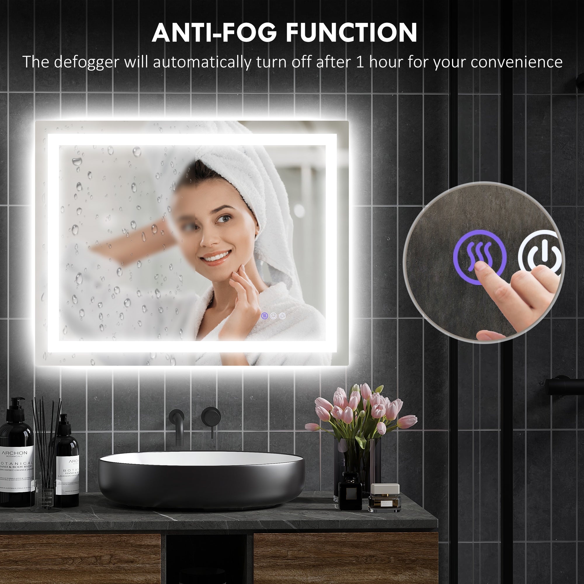 35x28 Dimmable LED Bathroom Mirror Infinite Color Temp BackFront Lit